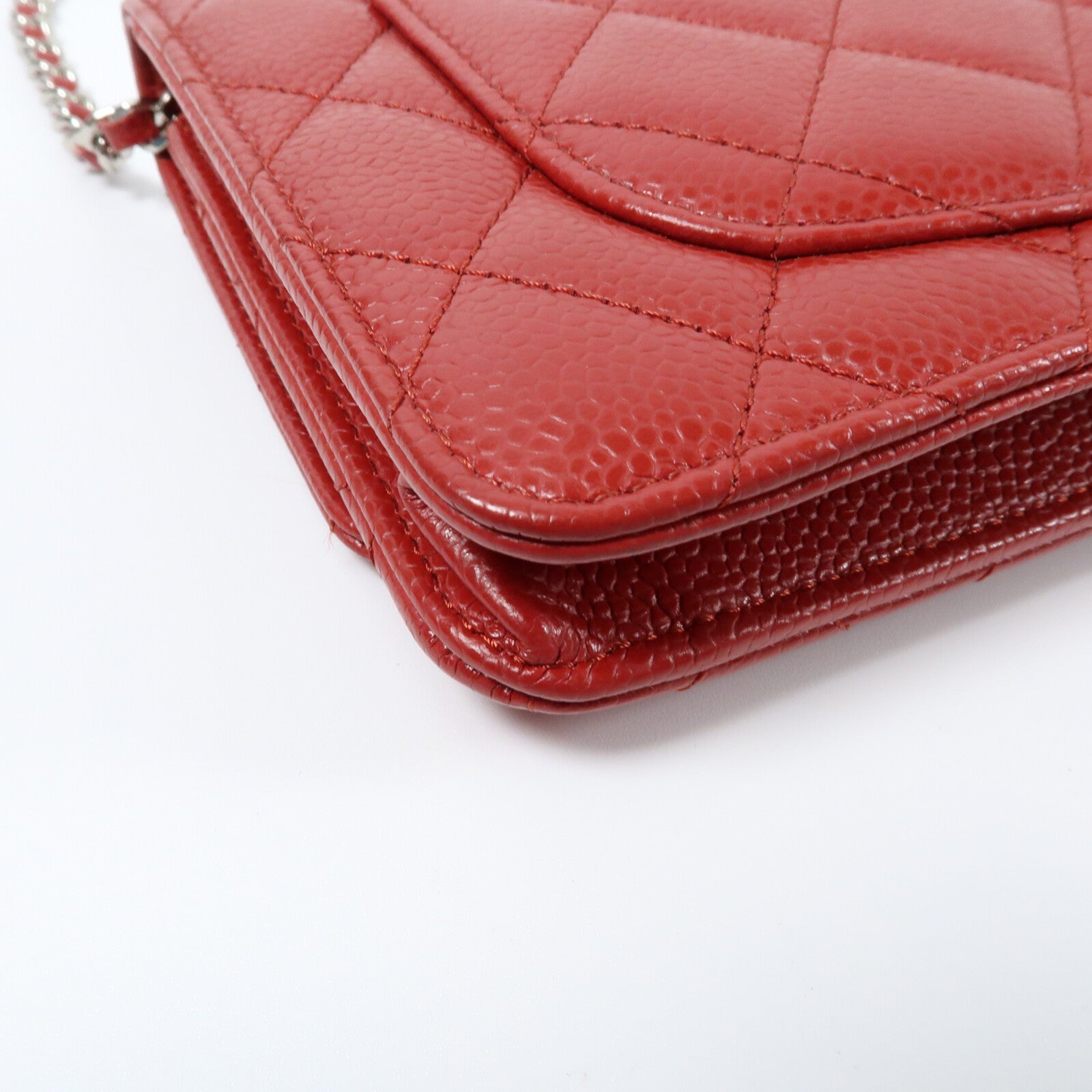 CHANEL 牛皮皮革WOC Wallet On Chain銀扣肩背袋