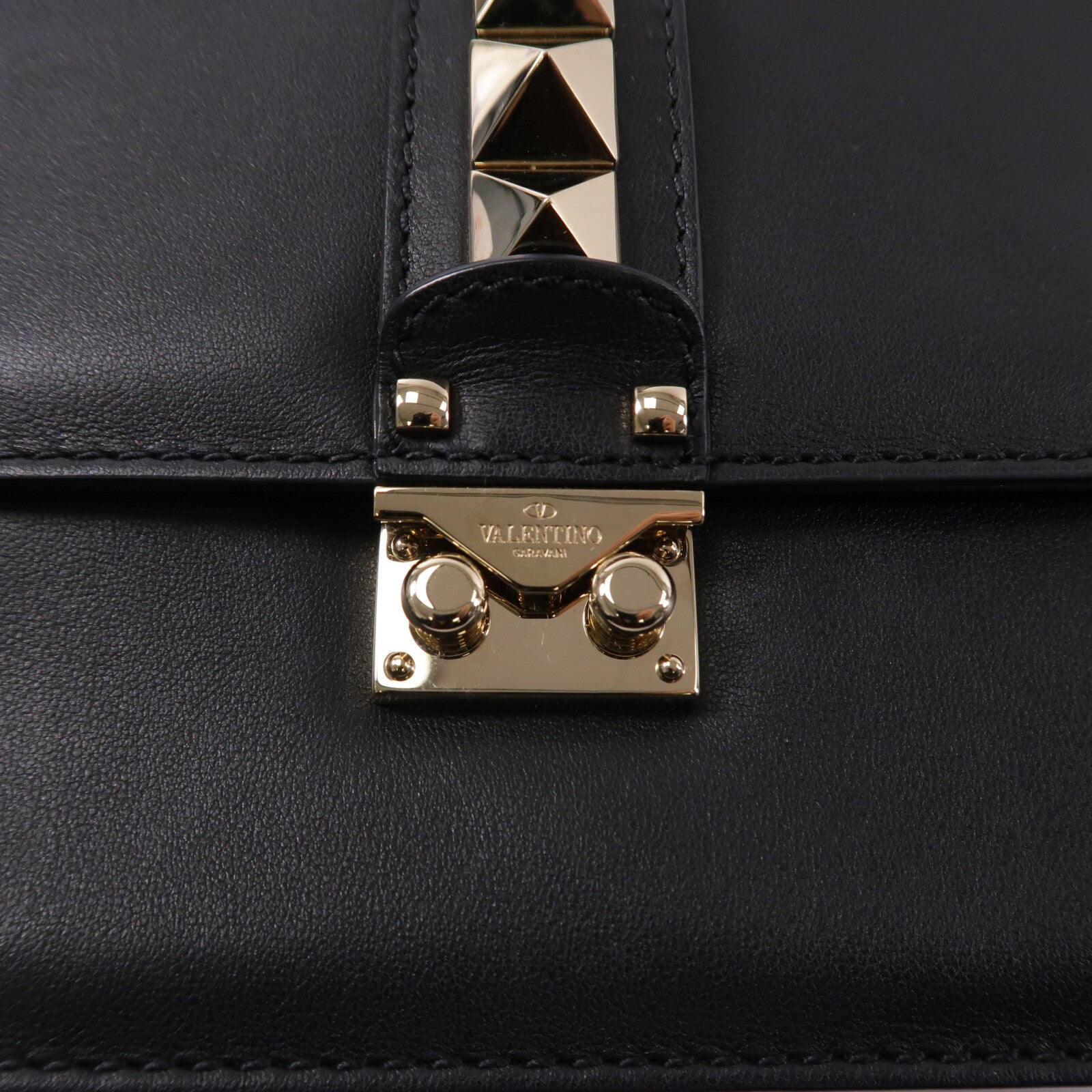 Valentino 牛皮皮革Rockstud Glam Lock鏈帶肩背袋