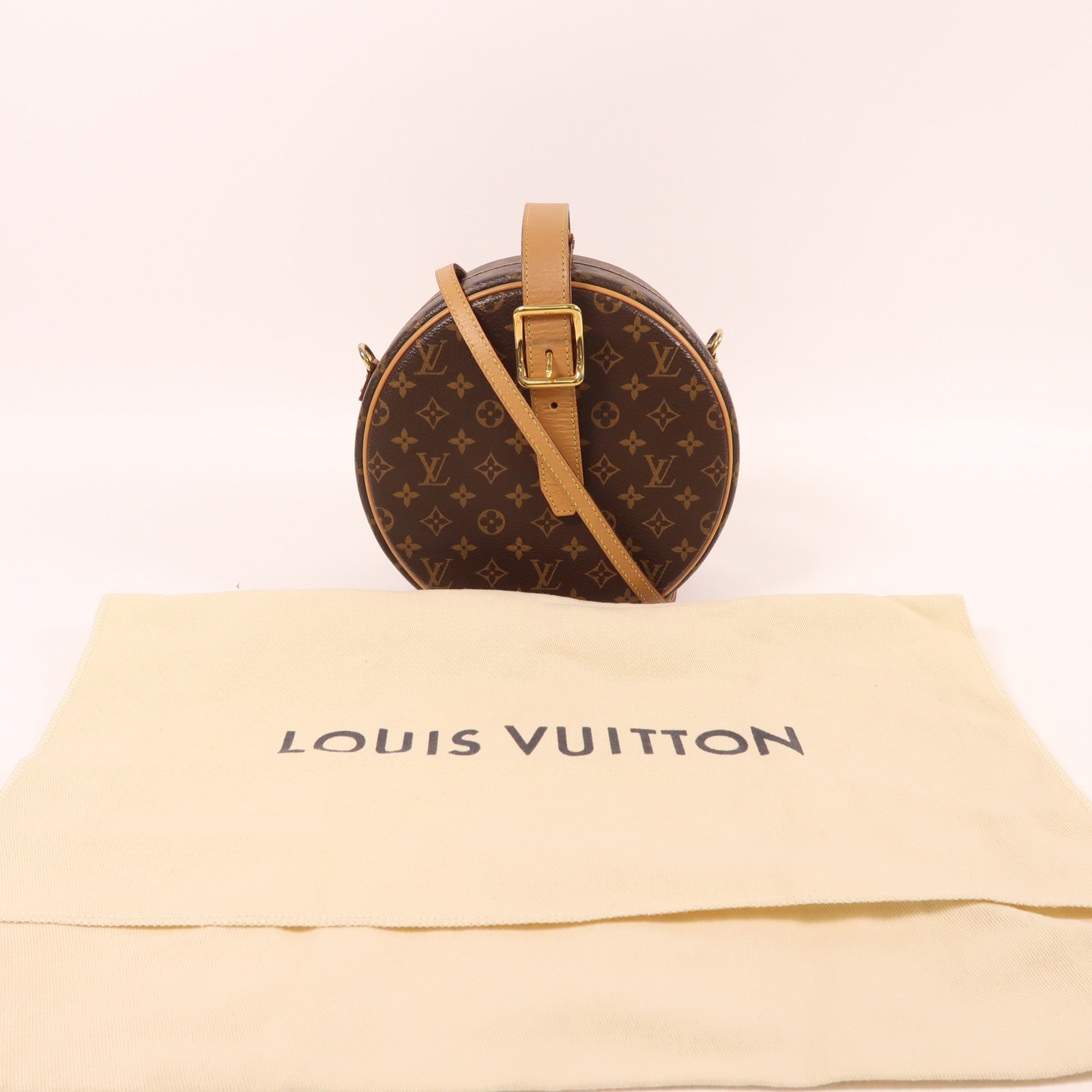 LOUIS VUITTON Monogram Petite Boite Chapeau金扣肩背袋棕色