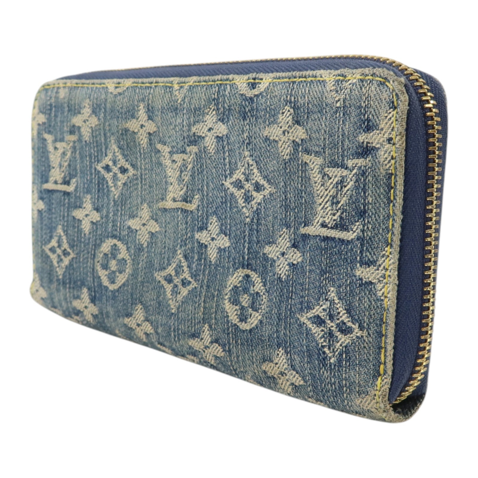 LOUIS VUITTON Monogram Denim Zippy Wallet金扣長錢包