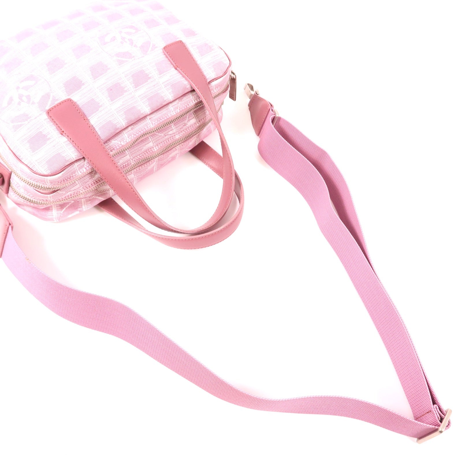 CHANEL 帆布Shoulder Bag銀扣手挽肩背兩用袋