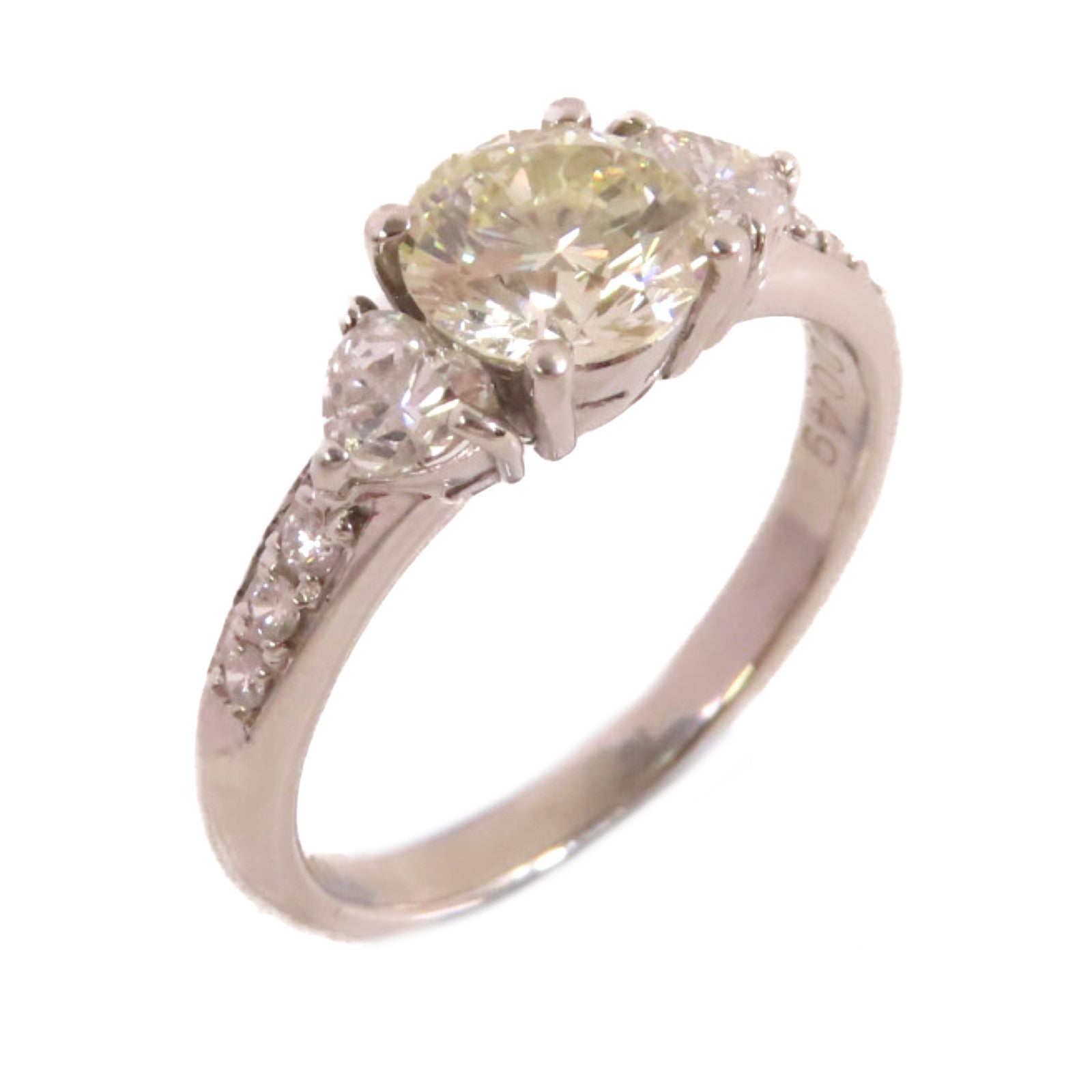 JEWELRY PT900鉑金/1.025ct鑚石/0.49ct鑽石Diamond Ring戒指US#6.25