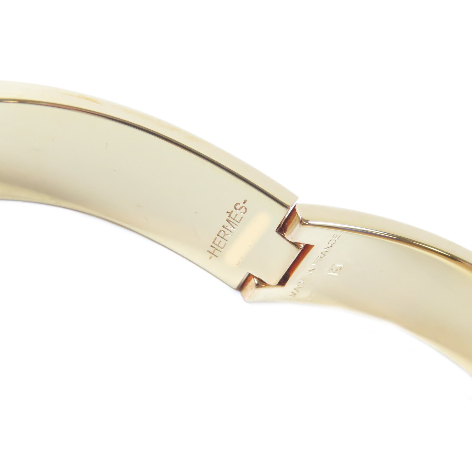 HERMES 金屬Clic H Bangle手鐲金色/Rose Sakura櫻花粉紅色#15.75cm
