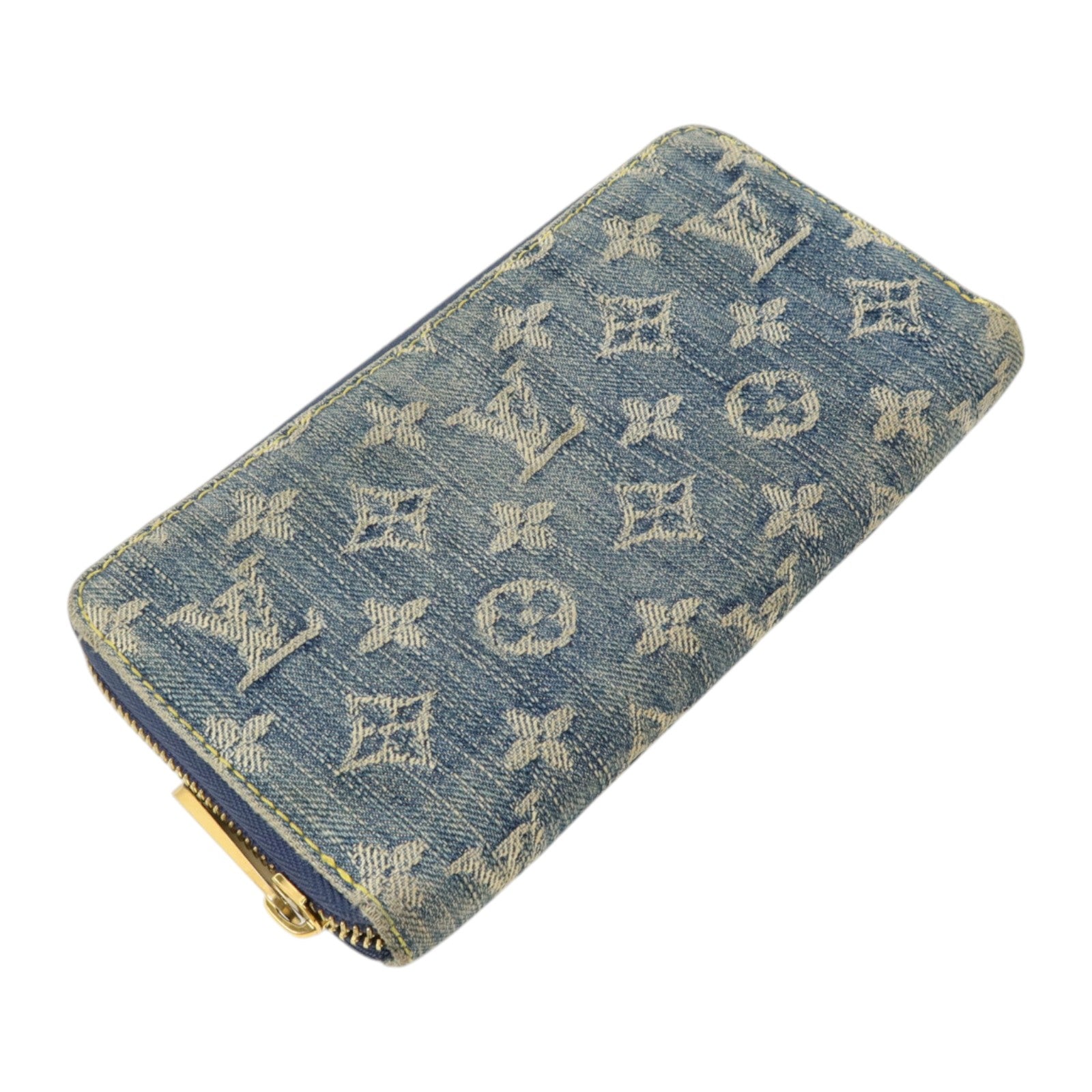 LOUIS VUITTON Monogram Denim Zippy Wallet金扣長錢包