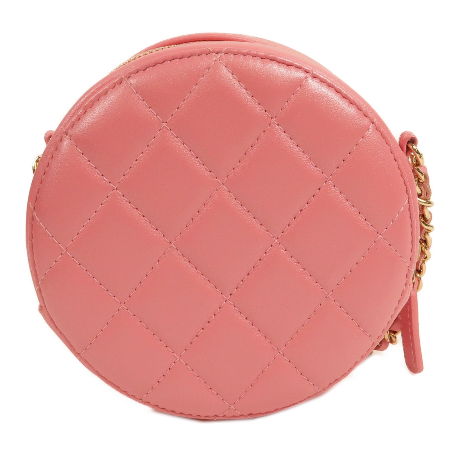 CHANEL 羊皮皮革Round Vanity Case鏈帶肩背袋