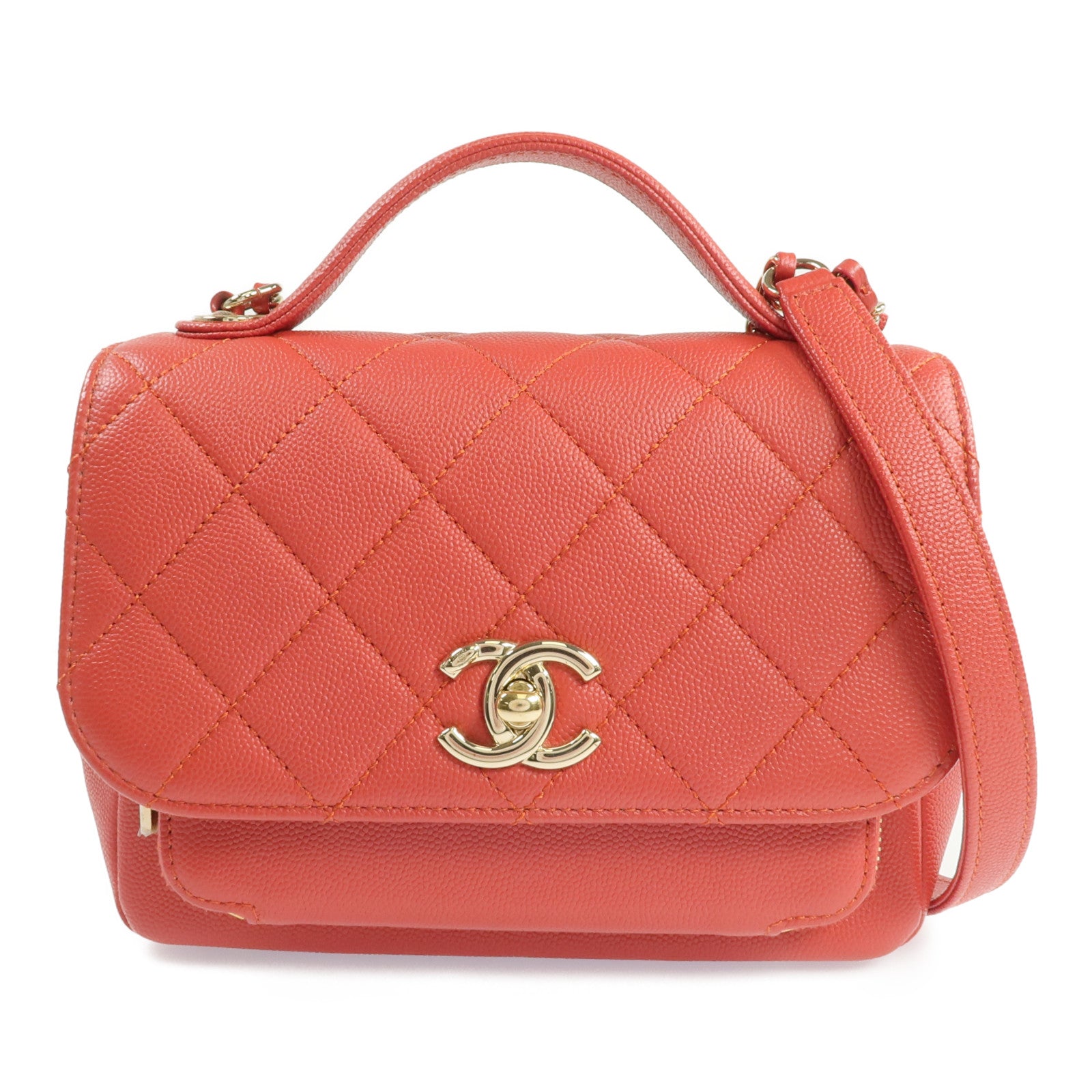 CHANEL 牛皮皮革2way Chain Shoulder Bag金扣手挽肩背兩用袋