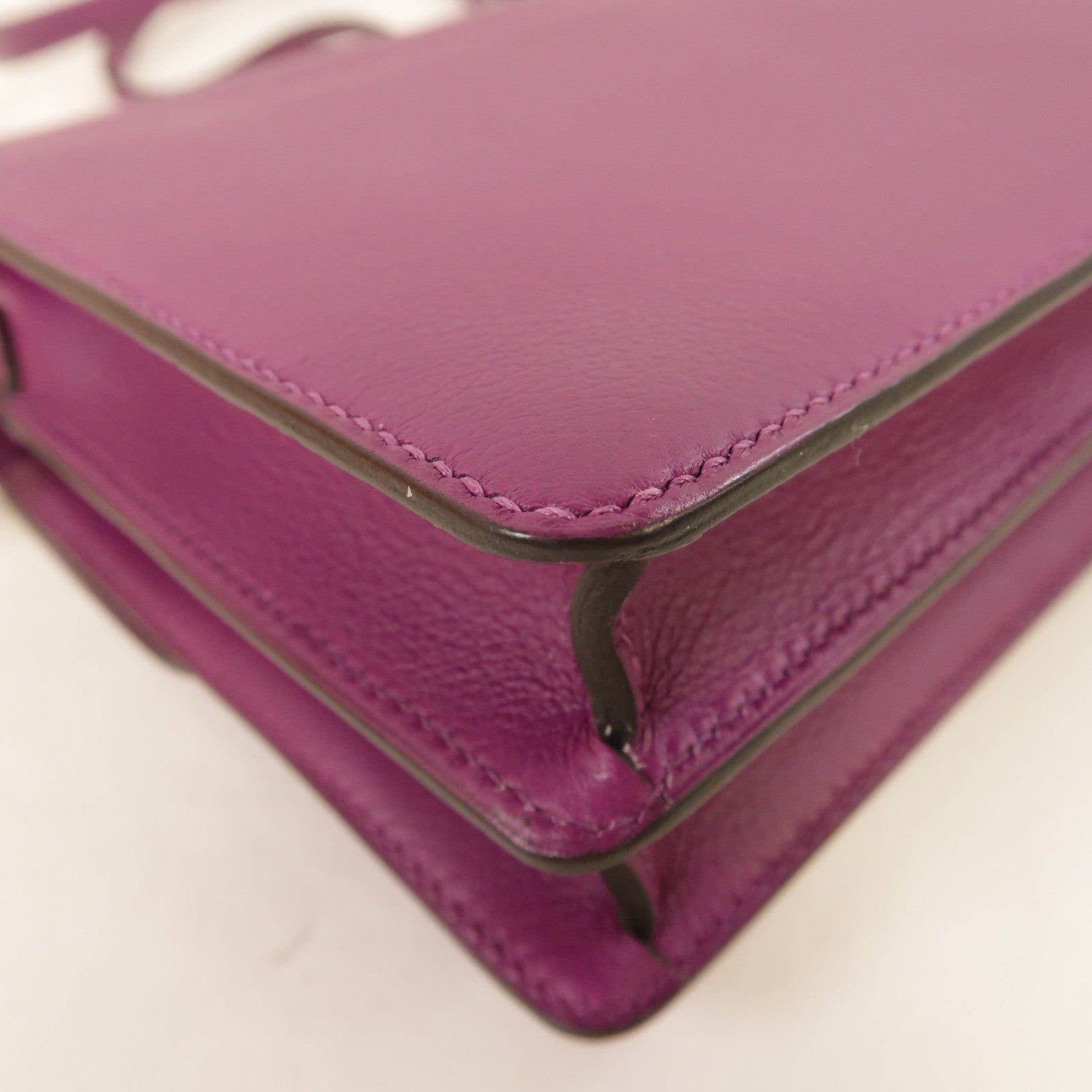 HERMES Evercolor皮革Roulis Mini銀扣肩背袋海葵紫色