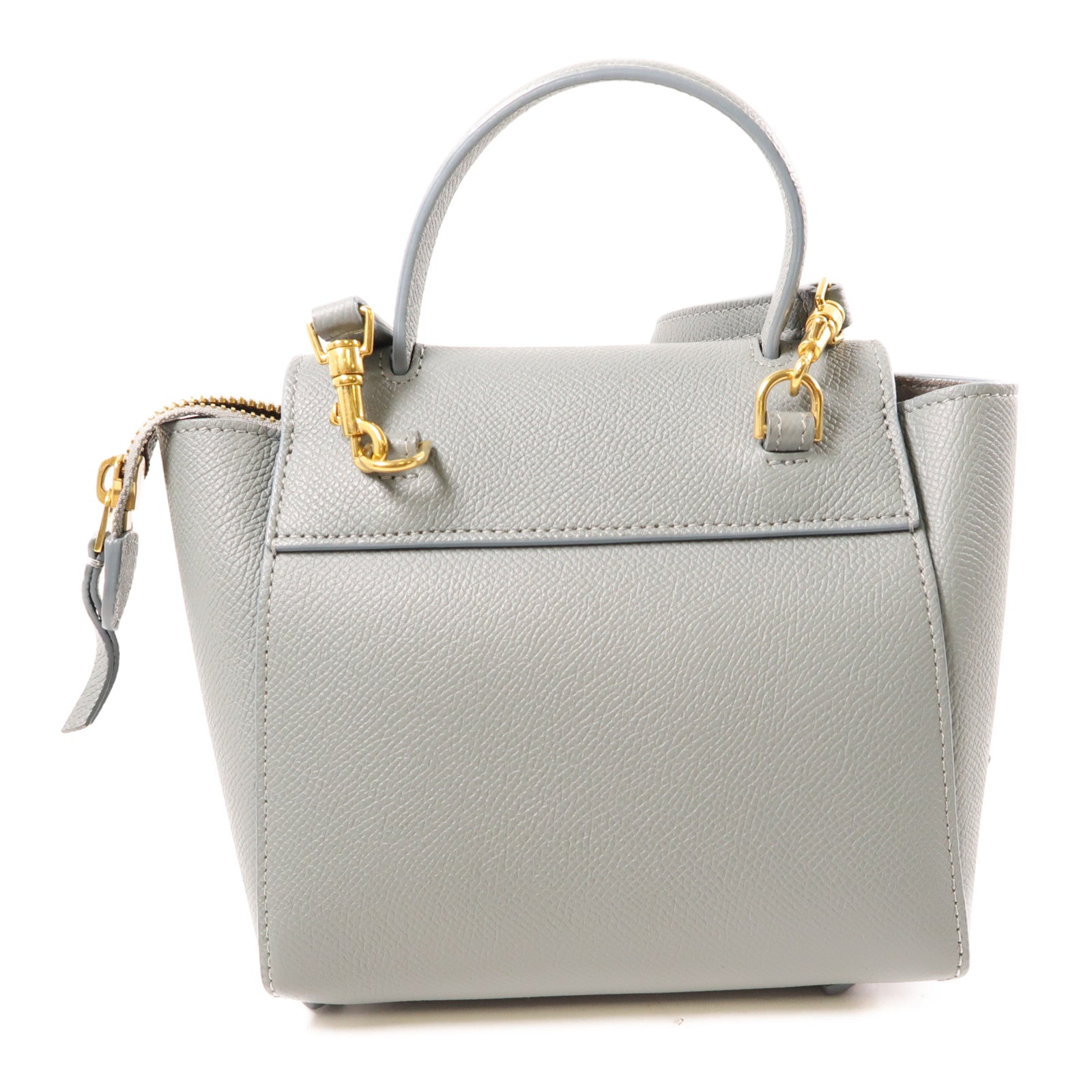 CELINE 牛皮皮革Belt Bag金扣肩背袋灰色