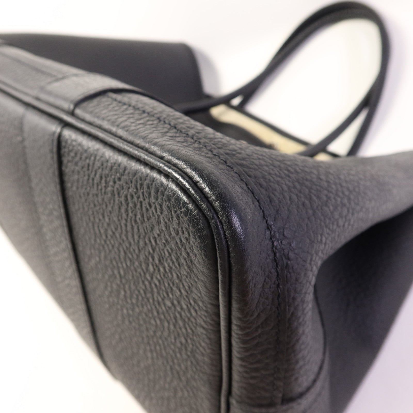 HERMES Negonda皮革Garden Party PM銀扣手挽袋Noir