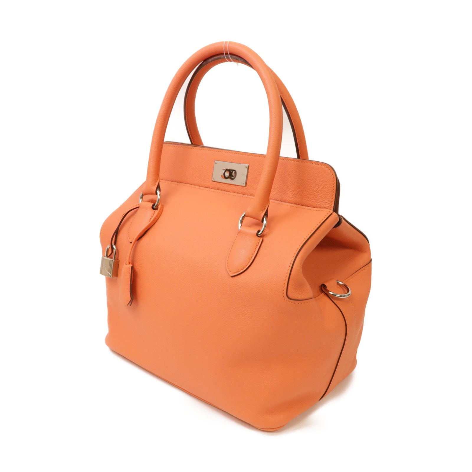HERMES 【激減優惠】Evercolor皮革ToolBox 26 Shoulder Bag銀扣手挽肩背兩用袋粉紅色