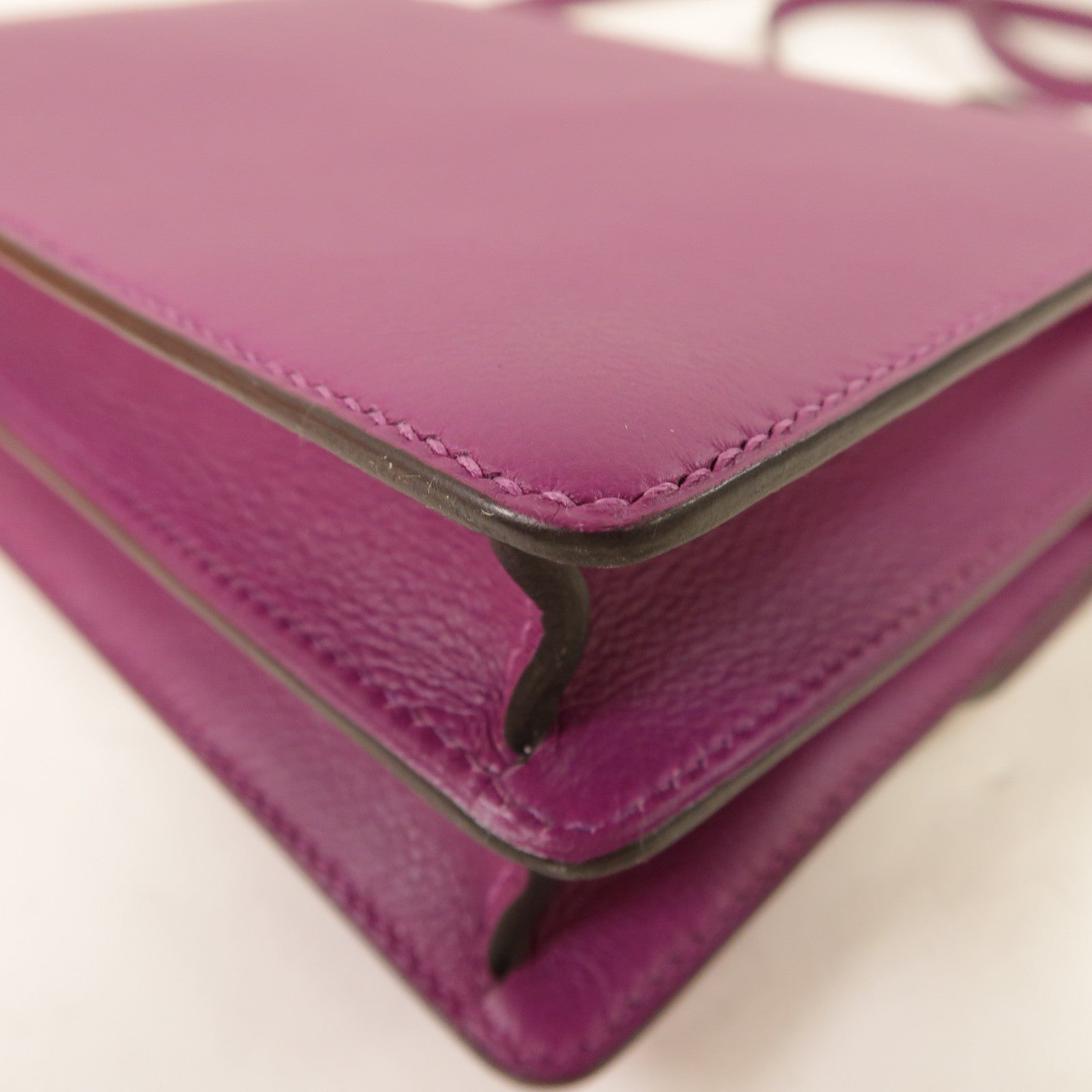 HERMES Evercolor皮革Roulis Mini銀扣肩背袋海葵紫色
