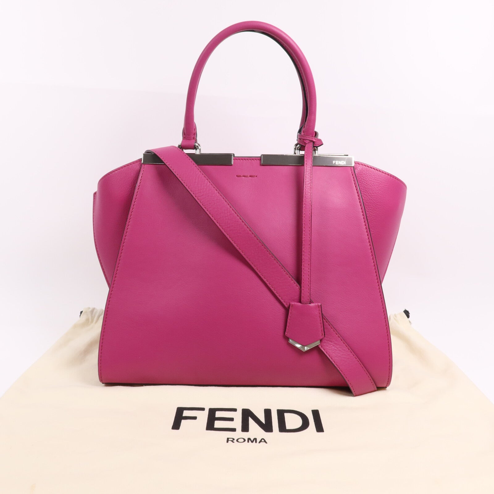 FENDI 牛皮皮革3 Jours銀扣手挽肩背兩用袋