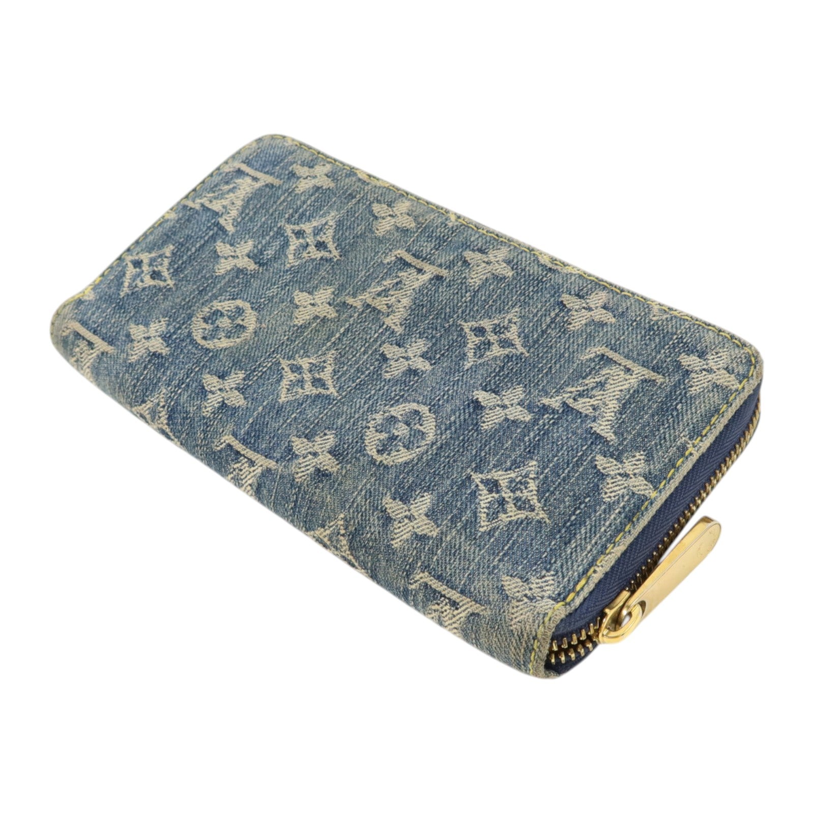LOUIS VUITTON Monogram Denim Zippy Wallet金扣長錢包