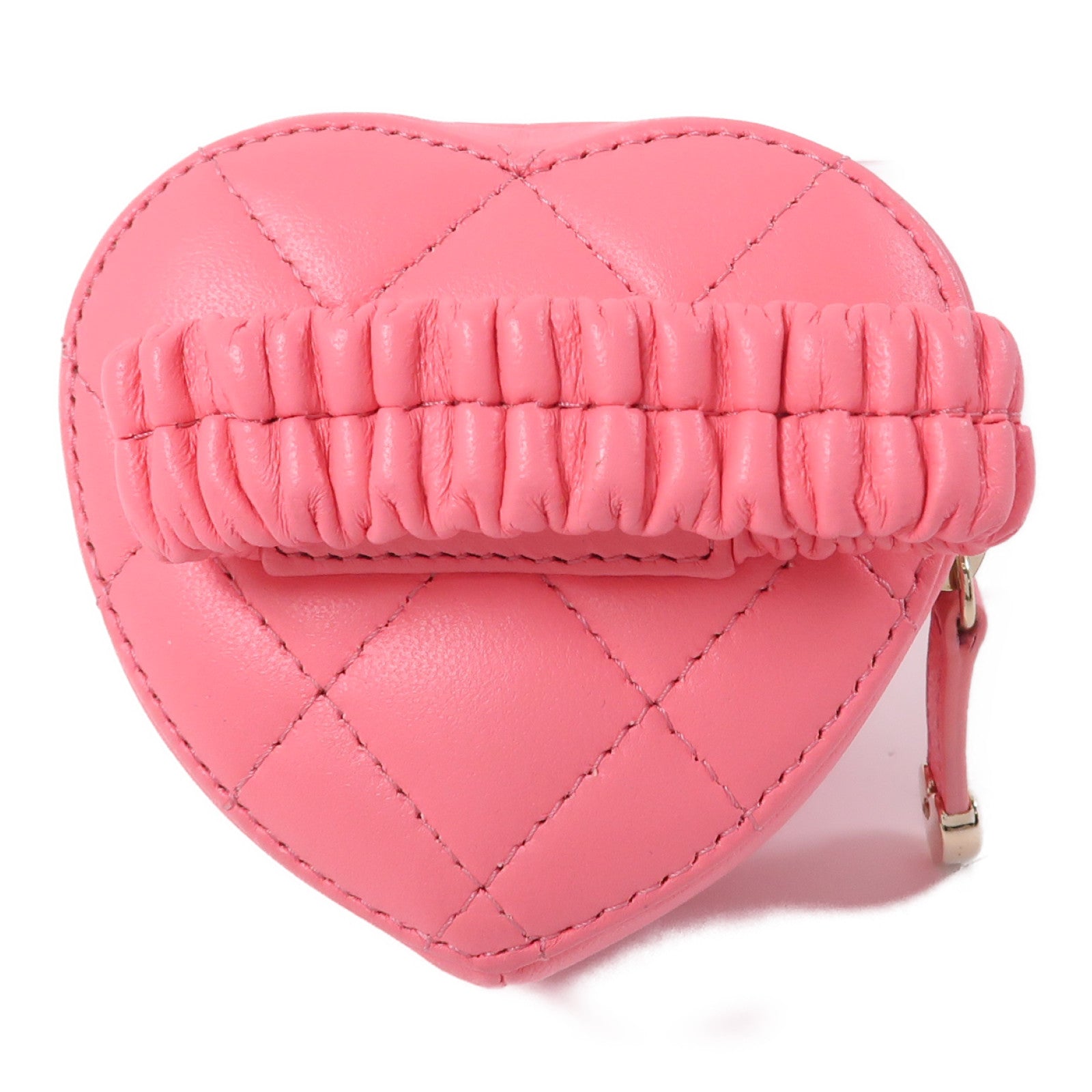 CHANEL 菱格羊皮皮革Coin Case金扣零錢包粉紅色
