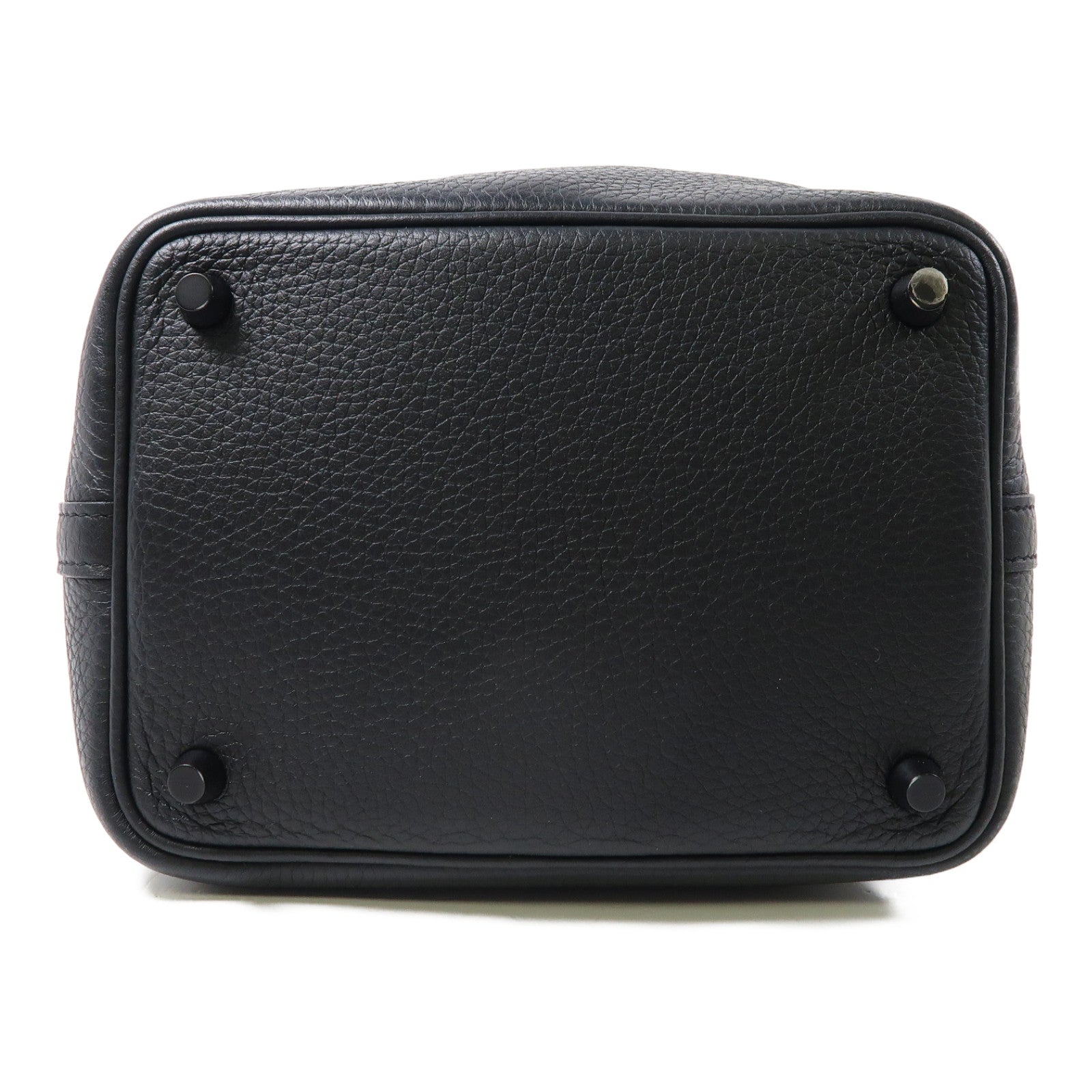 HERMES Clemence皮革Picotin PM銀扣手挽袋So Black/黑色