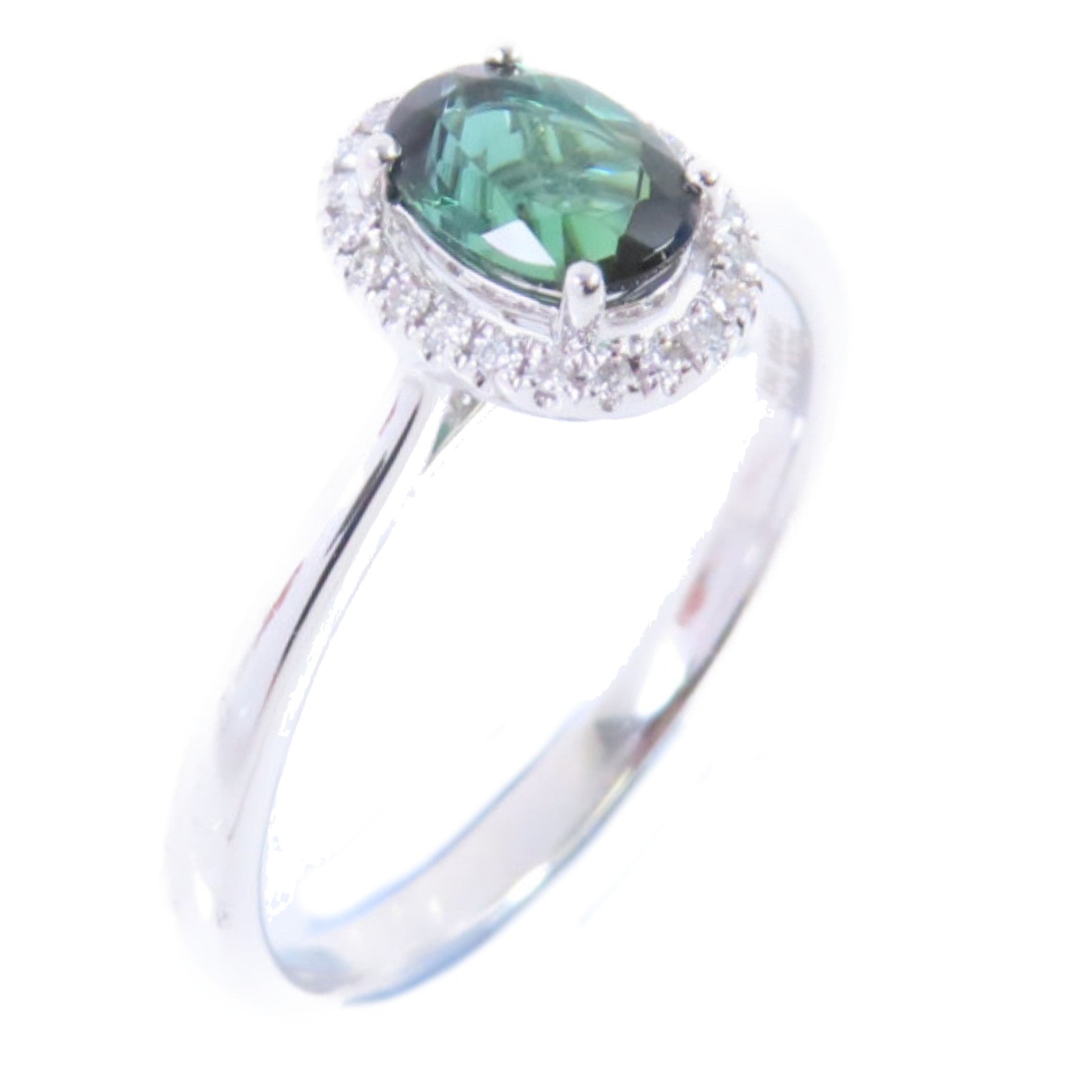 JEWELRY 18K白金Tourmaline/Diamond Ring 0.832ct電氣石/0.08ct鑽石戒指US#9.25