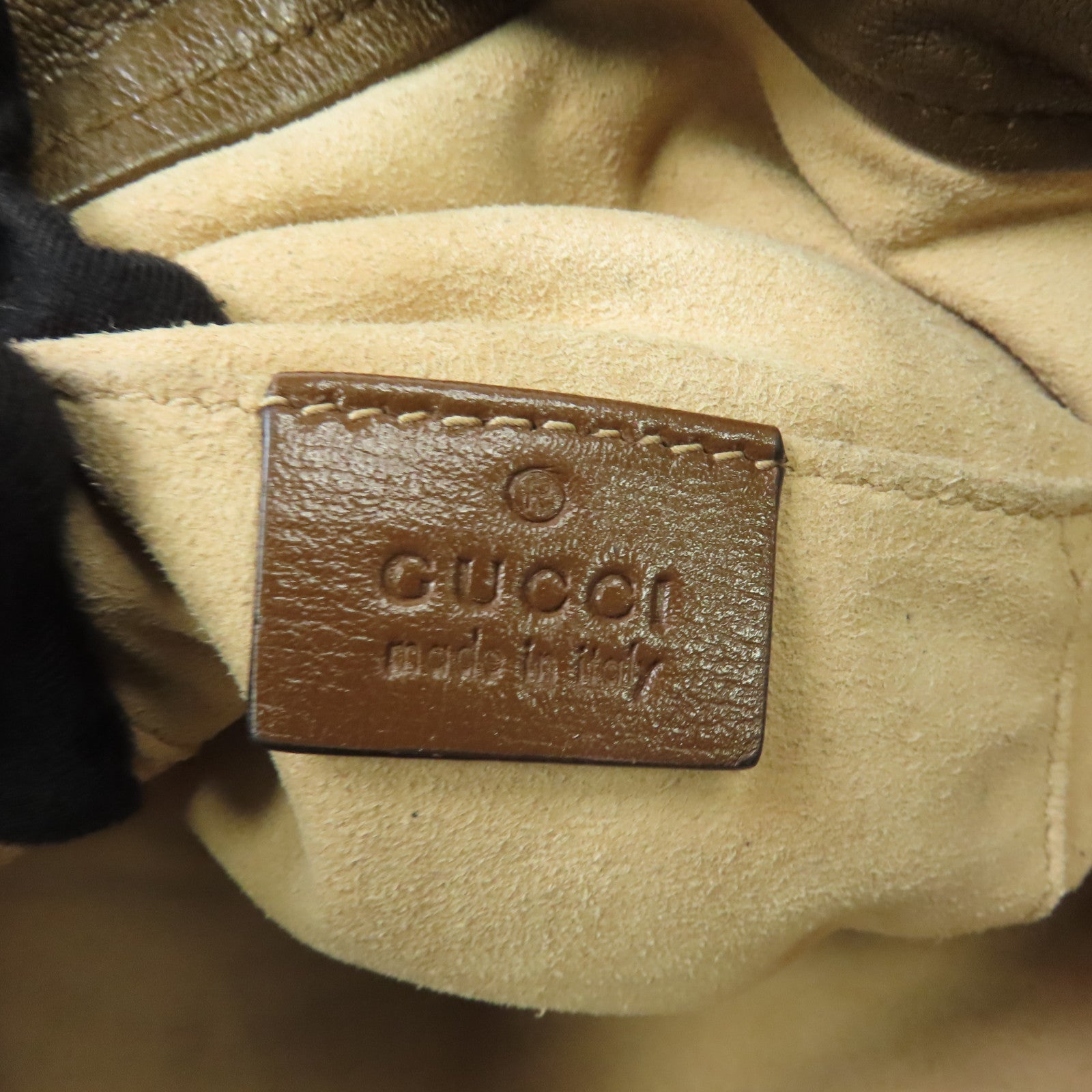GUCCI 皮革/帆布Horsebit 1955金扣肩背袋啡色