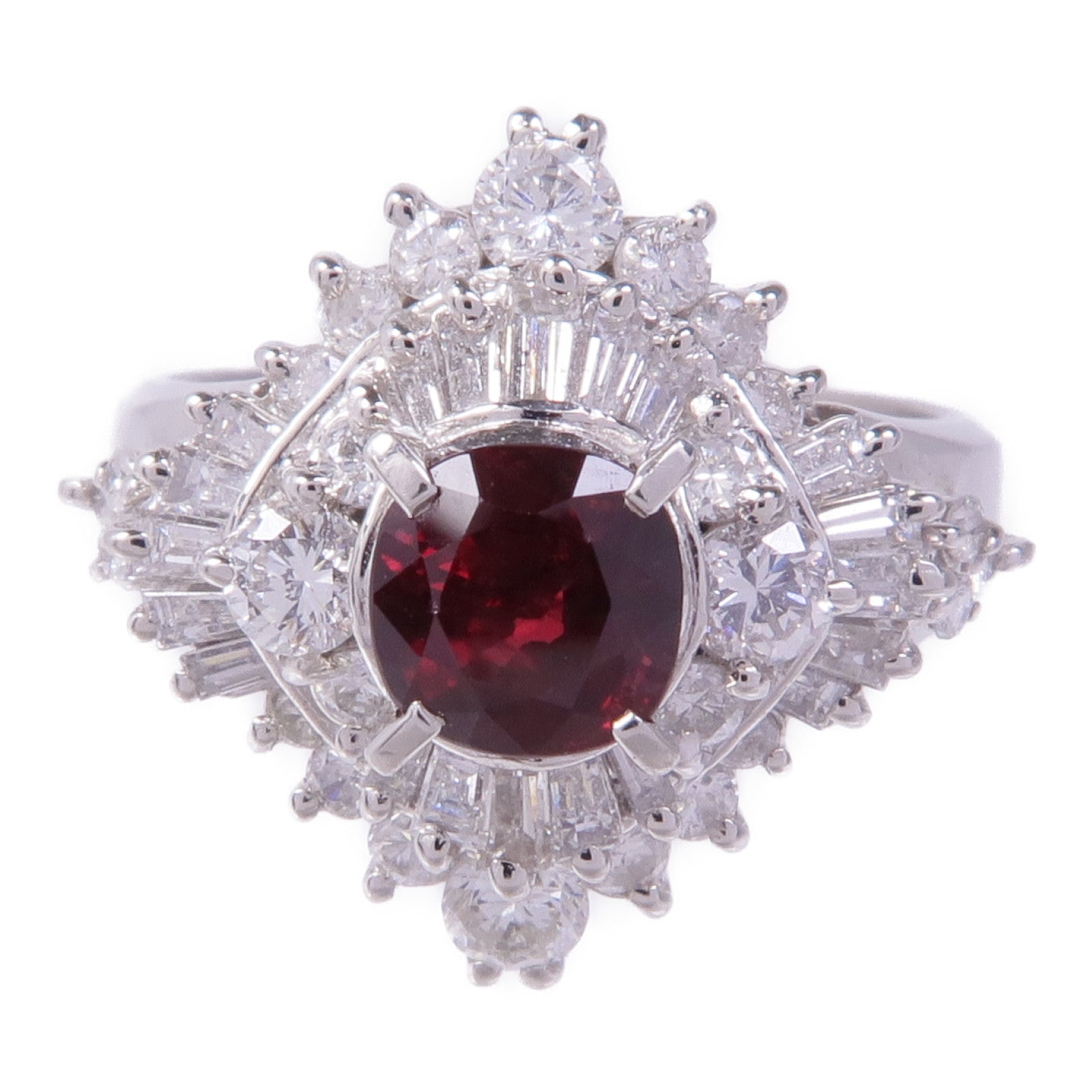 JEWELRY PT900鉑金Ruby Diamond Ring紅寶石/鑽石戒指US#6