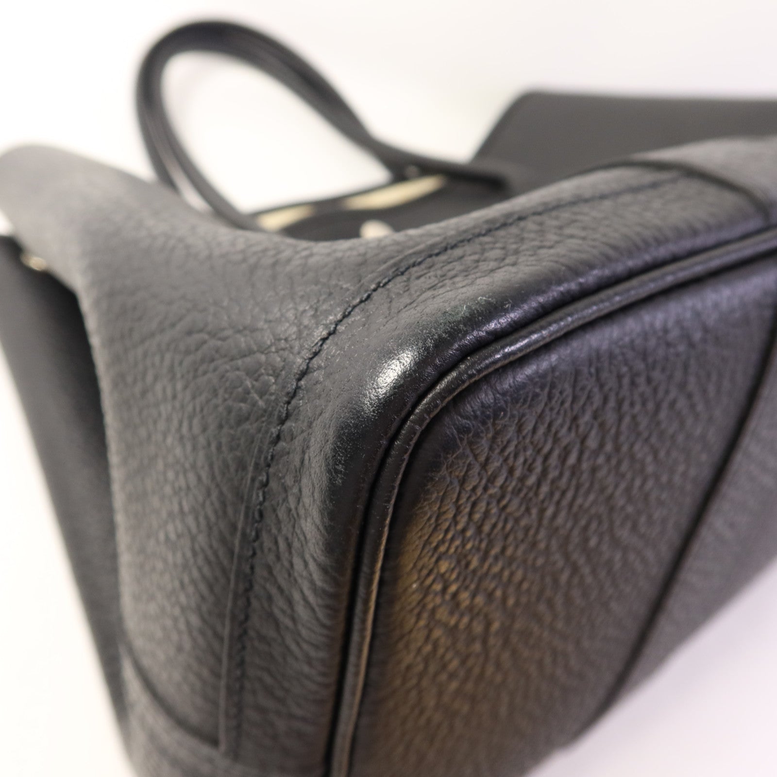 HERMES Negonda皮革Garden Party PM銀扣手挽袋Noir