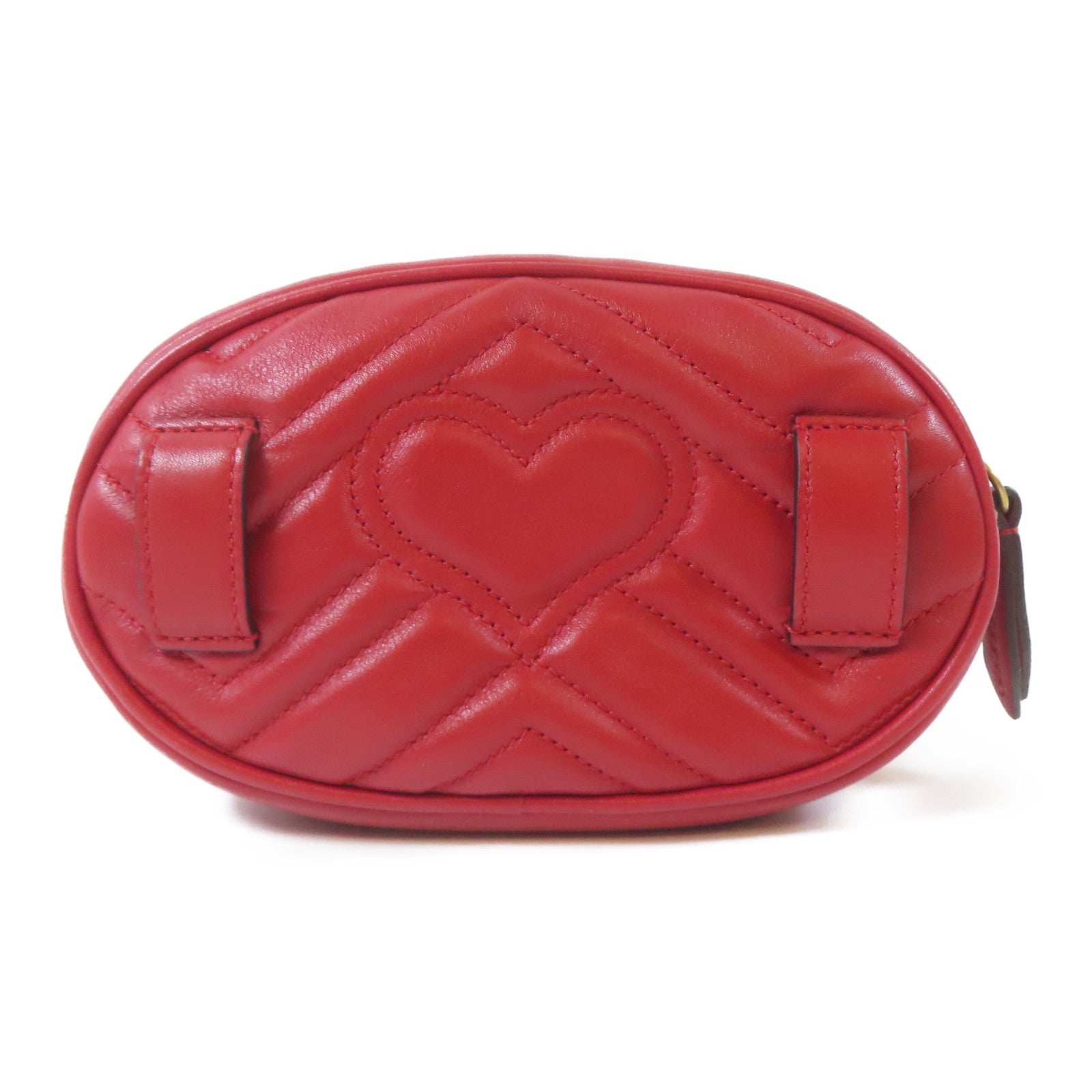 GUCCI 【激減優惠】牛皮皮革GG Marmont金扣腰包紅色