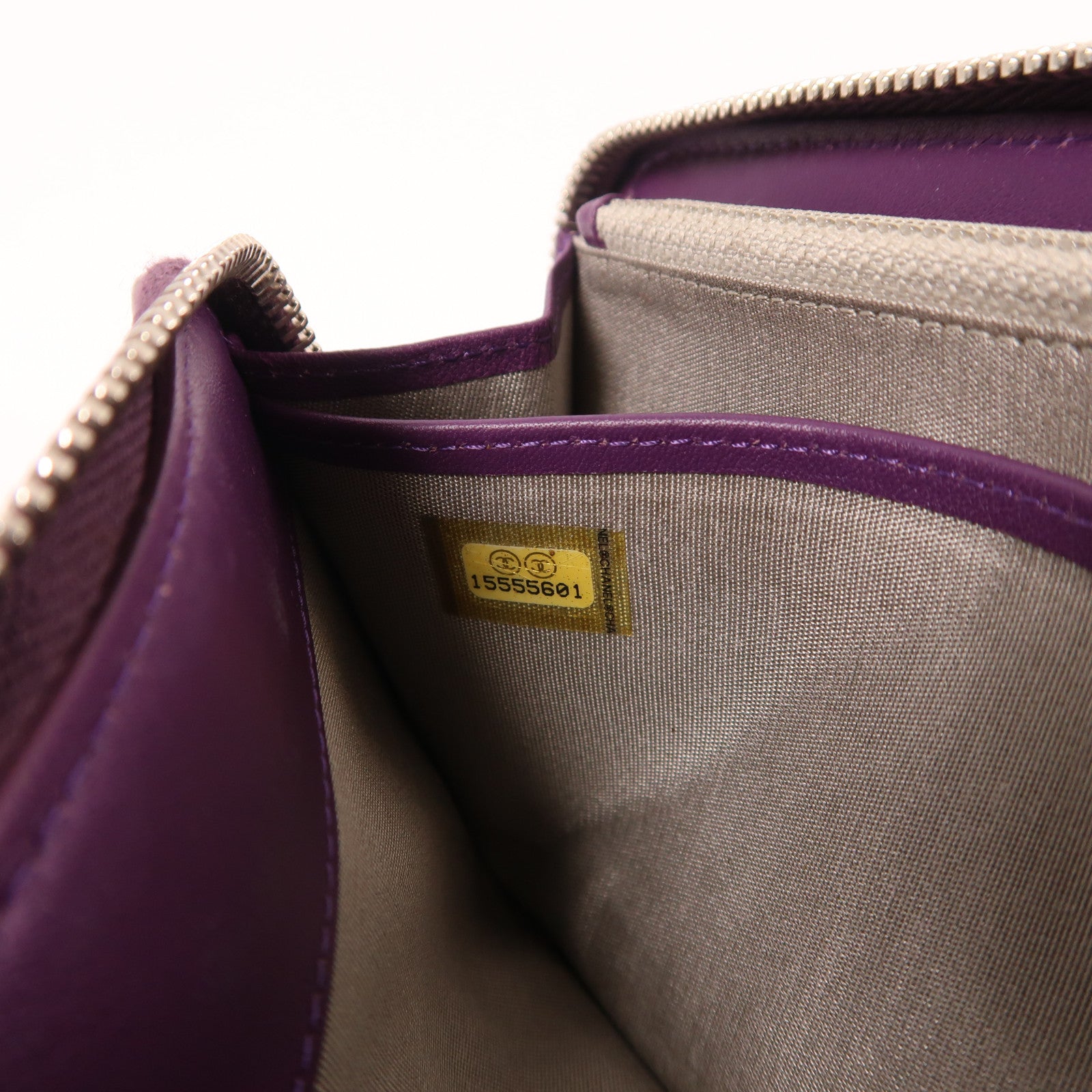 CHANEL 漆皮皮革Long Wallet銀扣長錢包紫色