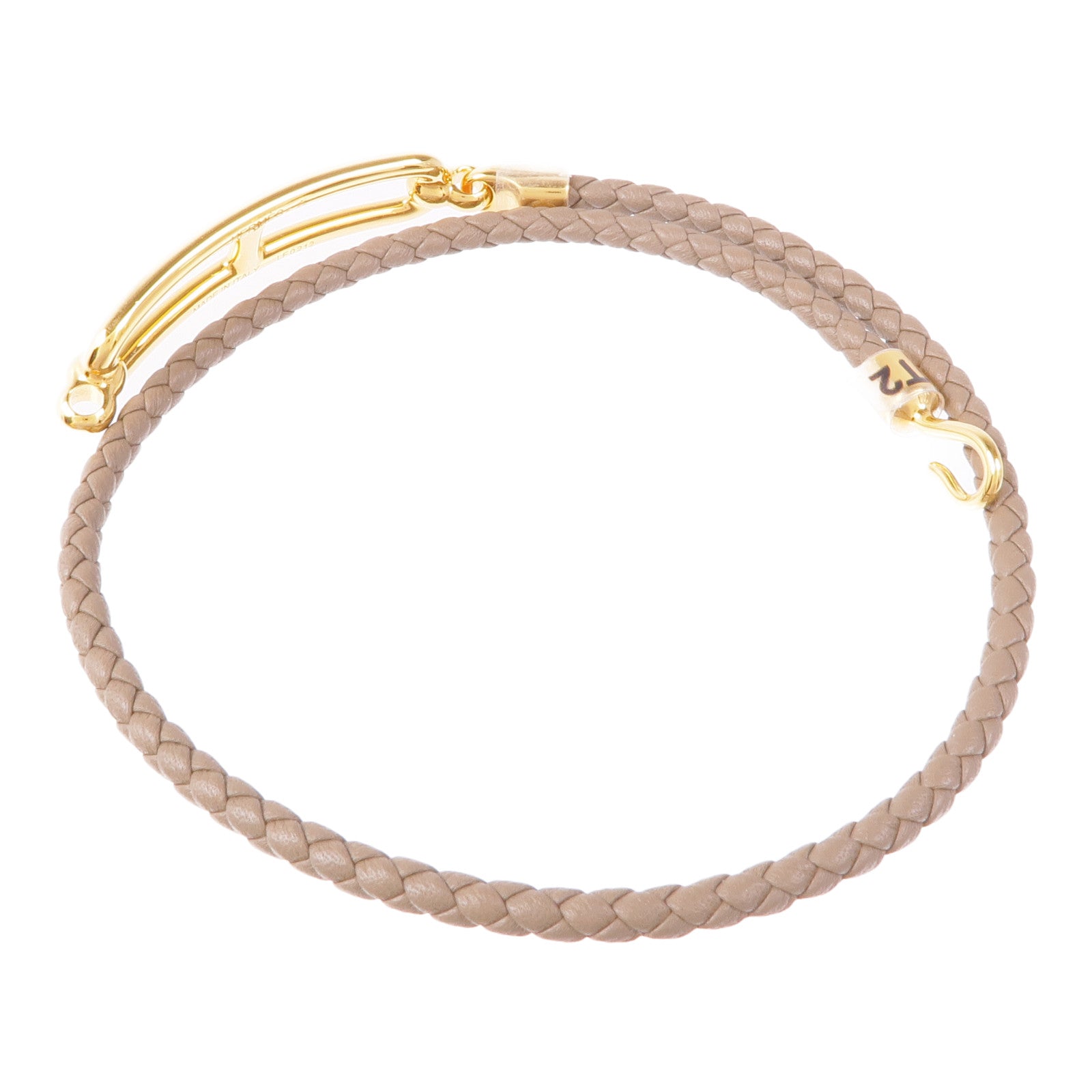 HERMES Swift皮革Roulis Double Tour金扣手鏈18 Etoupe