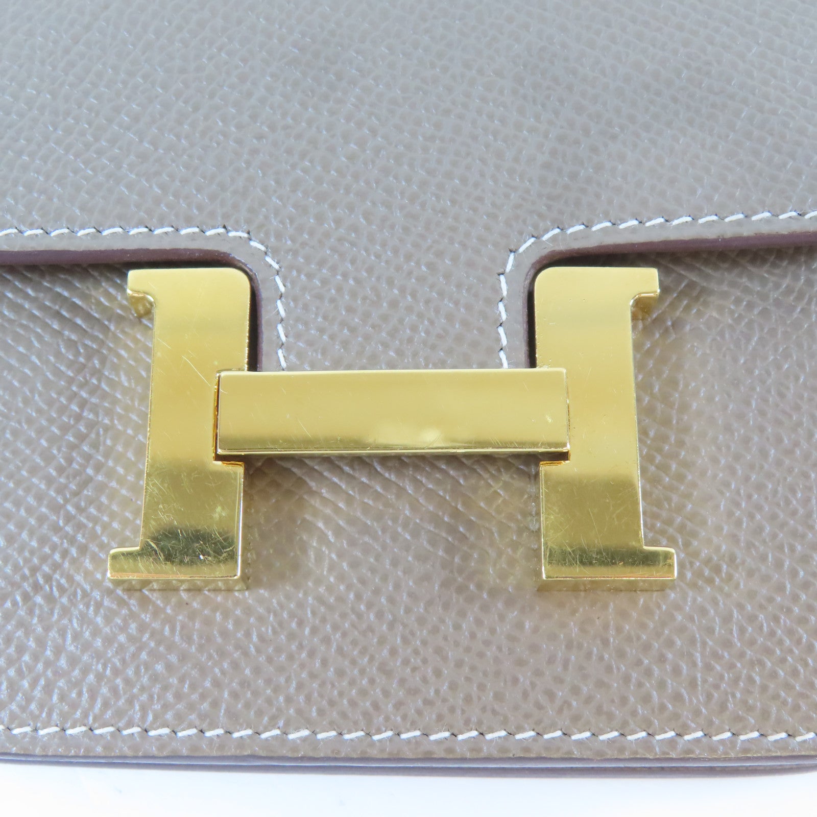 HERMES Epsom皮革Constance Slim金扣錢包大象灰色