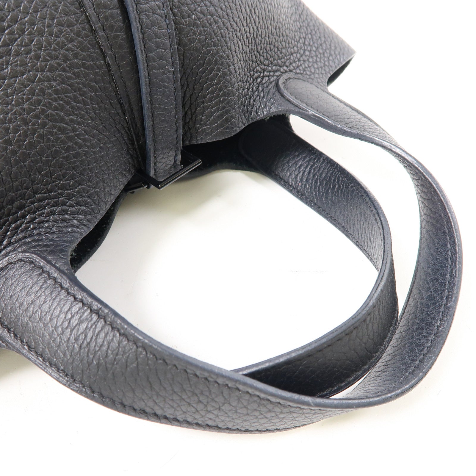 HERMES Clemence皮革Picotin PM銀扣手挽袋So Black/黑色
