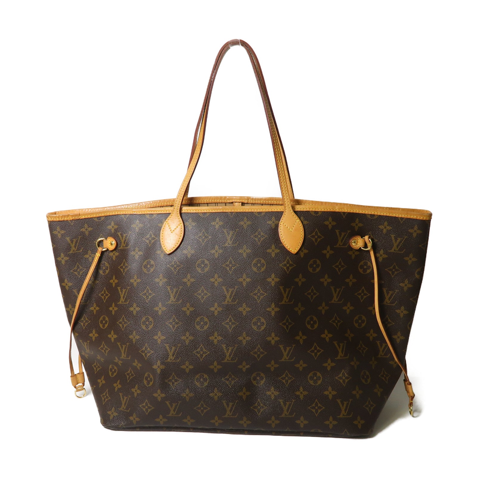 LOUIS VUITTON Monogram Neverfull GM金扣手挽袋啡色