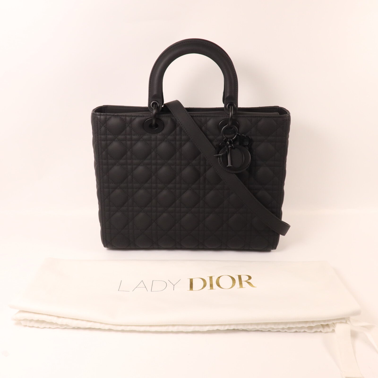 Dior 牛皮皮革Lady Dior Large手挽肩背兩用袋
