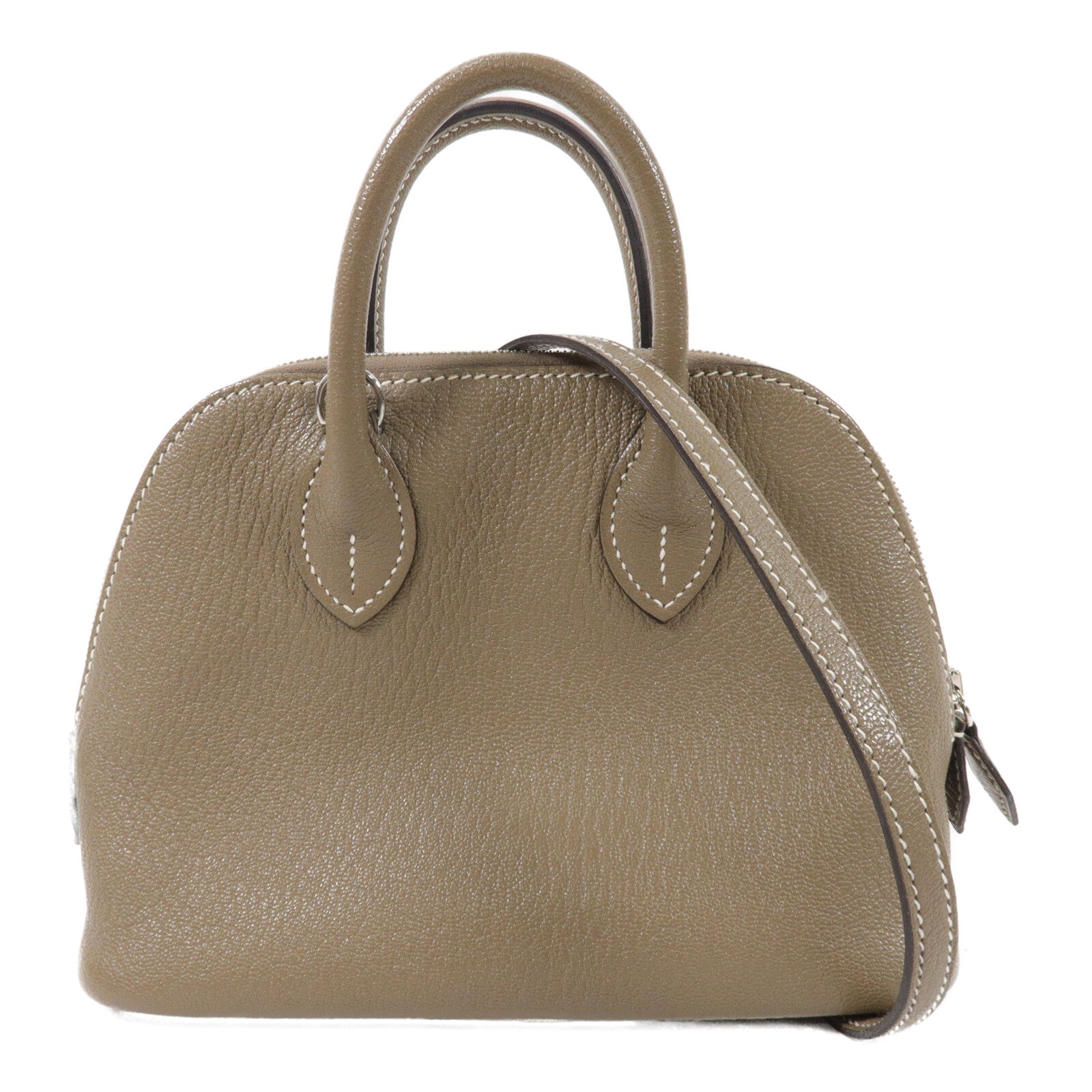 HERMES Chevre皮革Mini Bolide手挽肩背兩用袋Etoupe