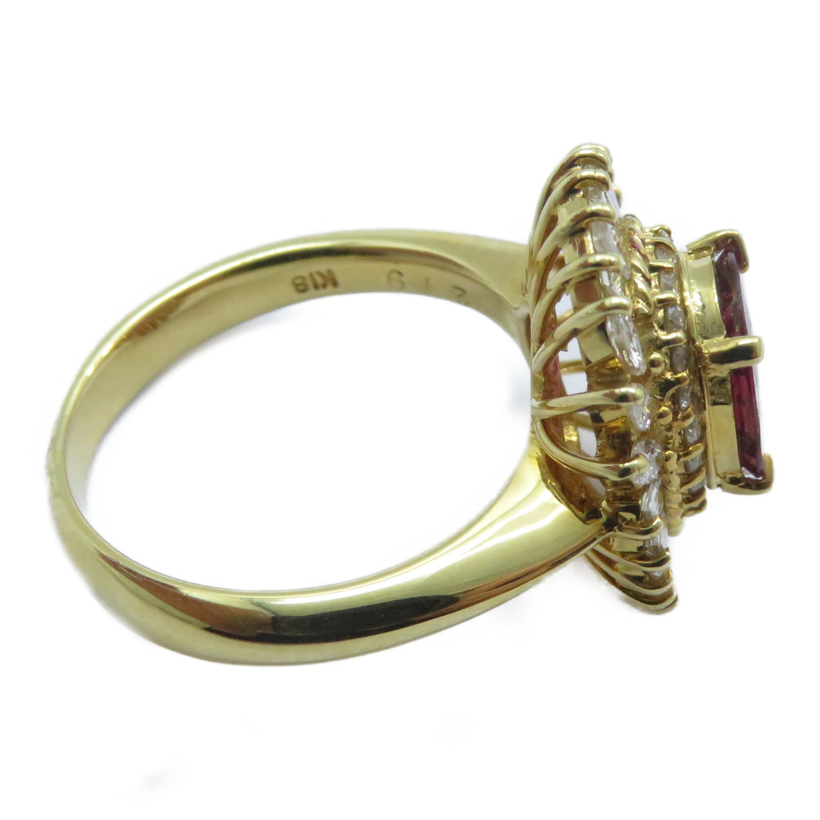 JEWELRY 【激減優惠】18K黃金Ruby Diamond Ring 2.19c紅寶石/1.01ct鑽石戒指US#7