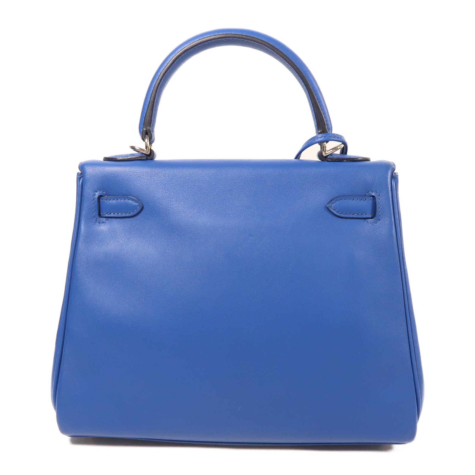 HERMES Swift皮革Kelly 25銀扣手挽肩背兩用袋Bleu France