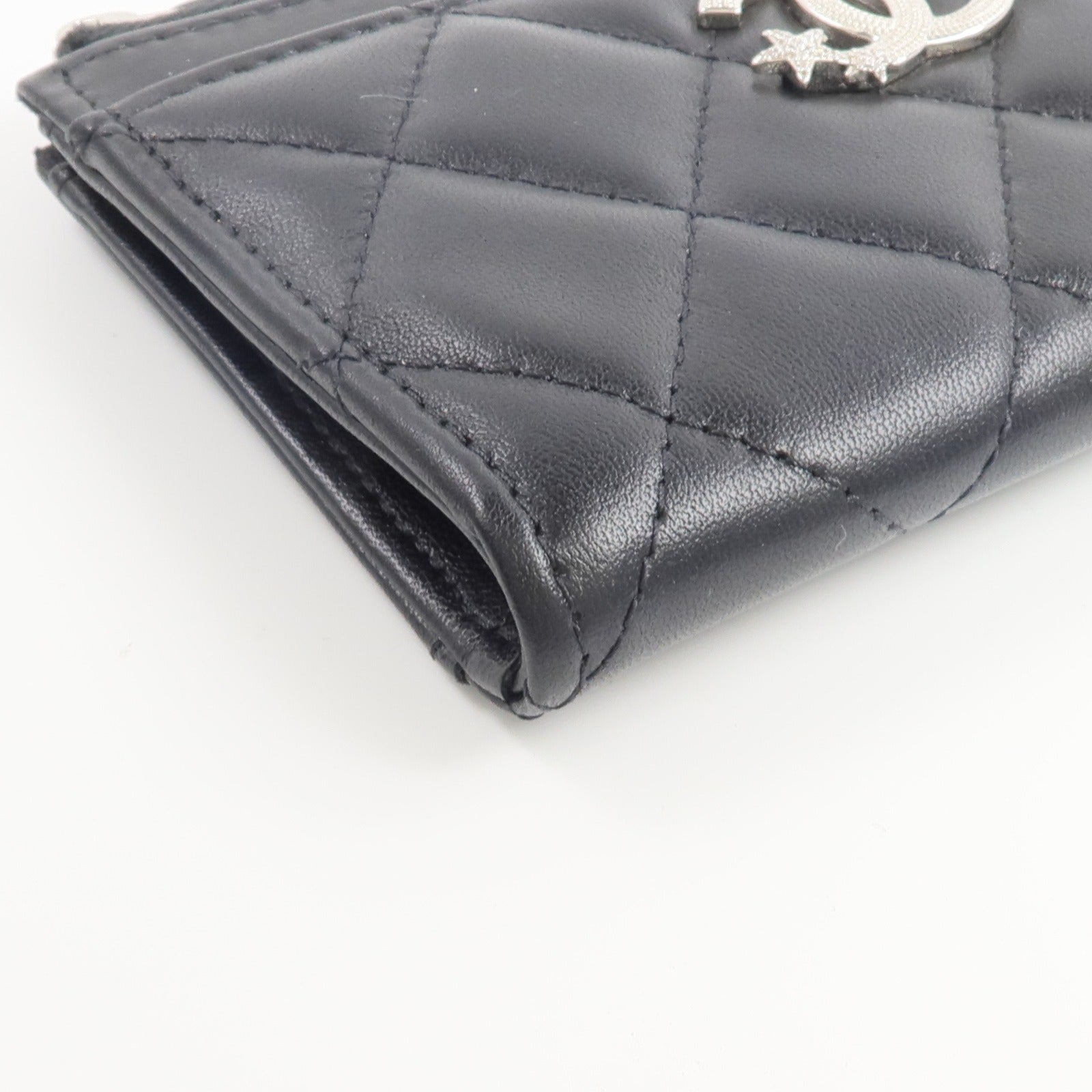 CHANEL 羊皮皮革Rhinestone Star CC Logo Card Holder錢包