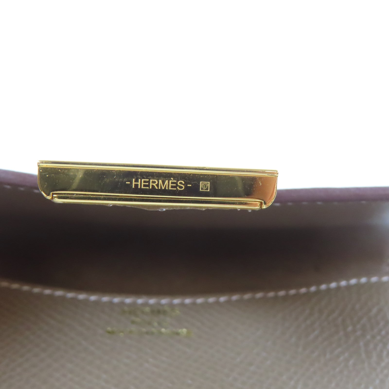 HERMES Epsom皮革Constance Slim金扣錢包大象灰色