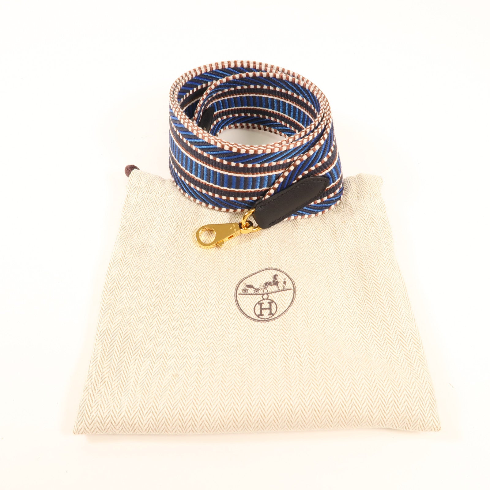HERMES 帆布Strap金扣肩背帶