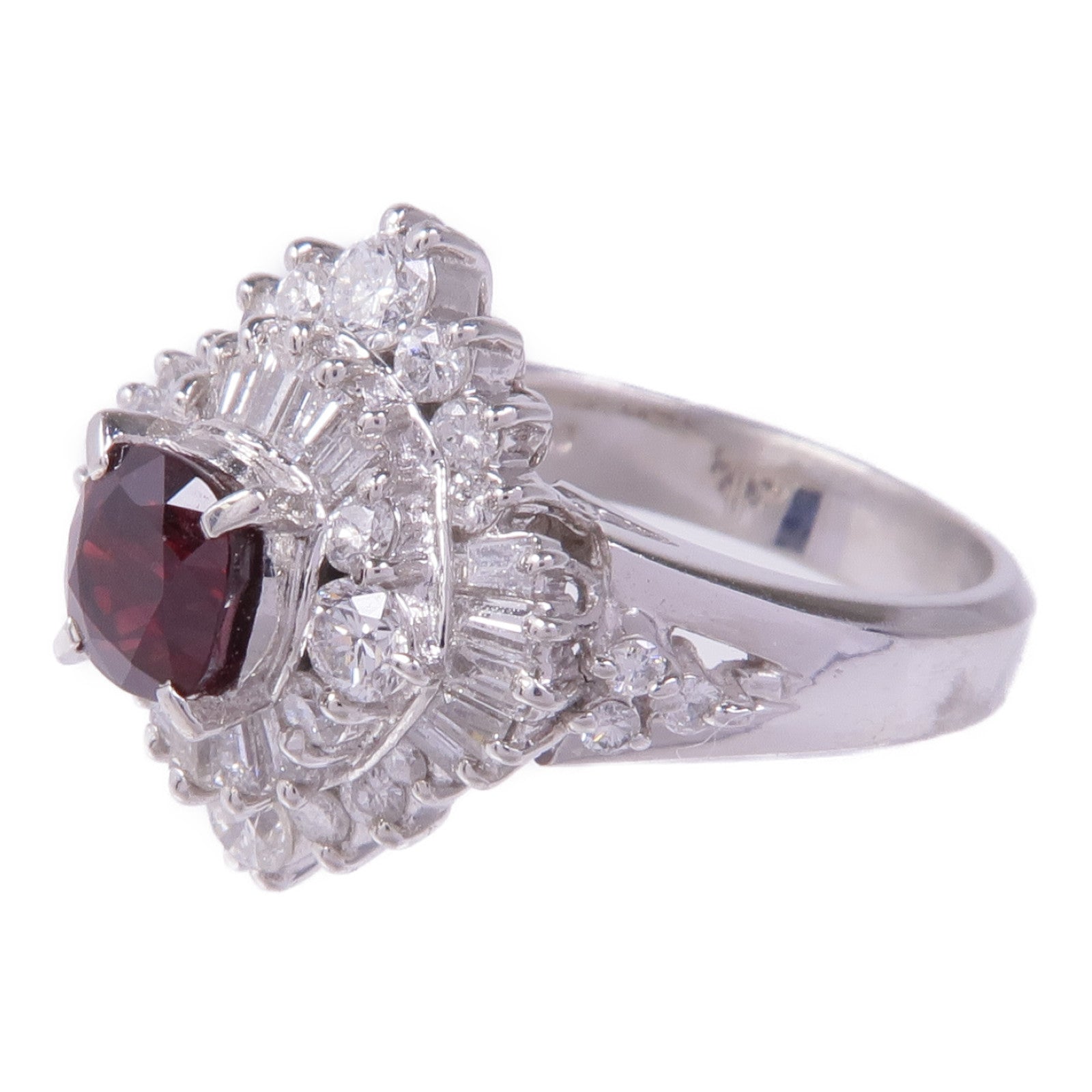 JEWELRY PT900鉑金Ruby Diamond Ring紅寶石/鑽石戒指US#6