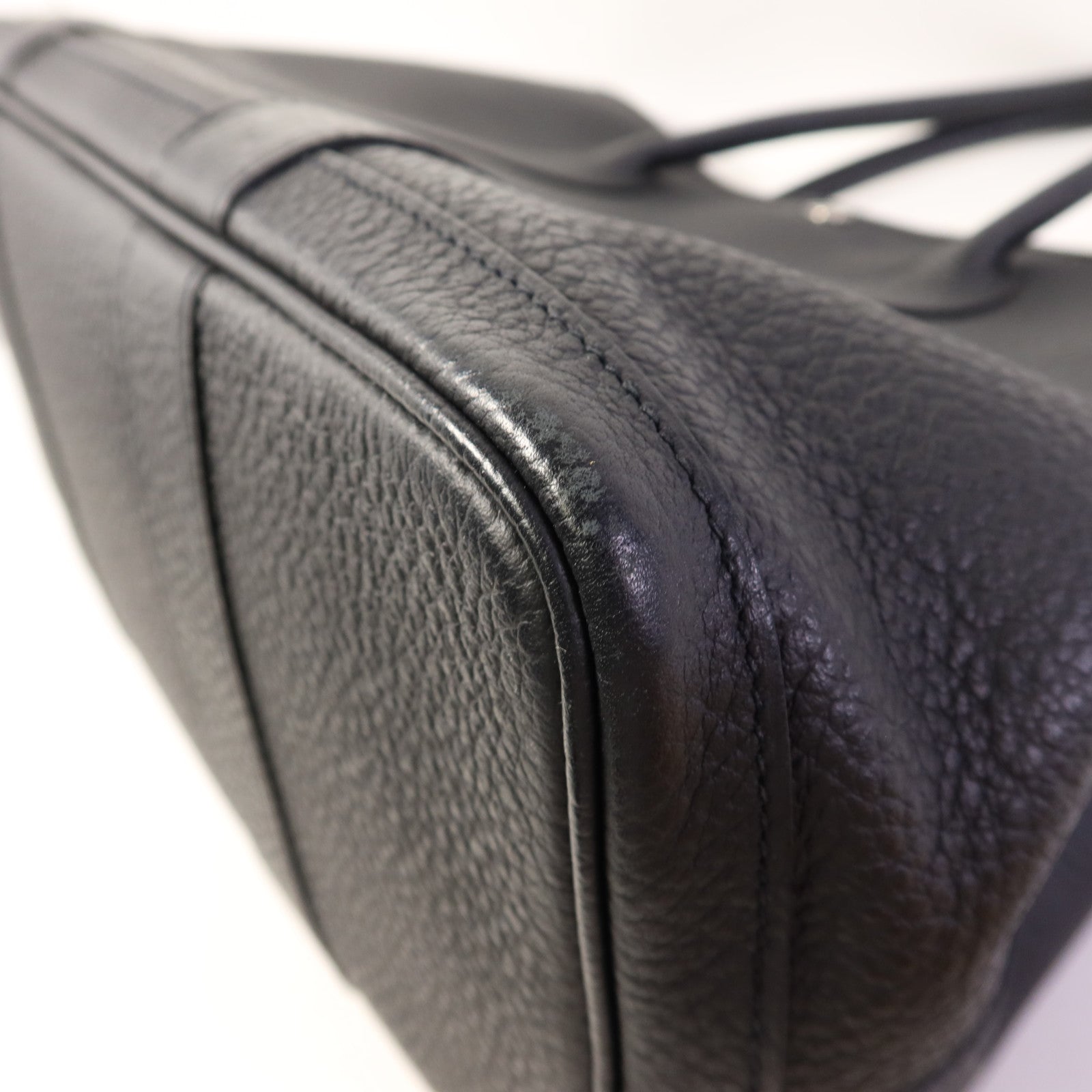 HERMES Negonda皮革Garden Party PM銀扣手挽袋Noir