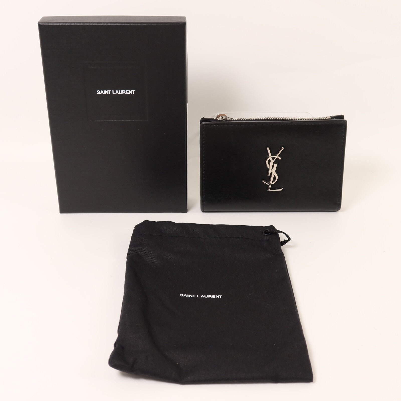 SAINT LAURENT 牛皮皮革Wallet銀扣錢包