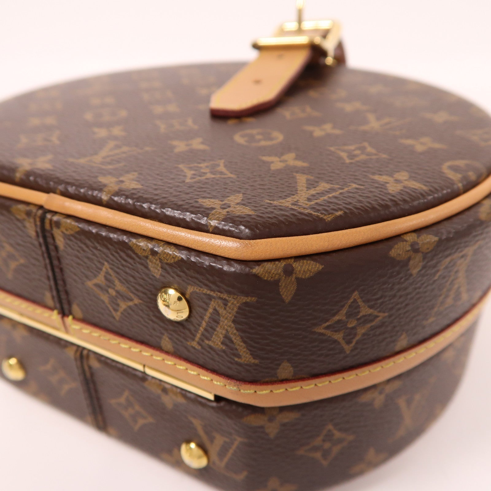 LOUIS VUITTON Monogram Petite Boite Chapeau金扣肩背袋棕色