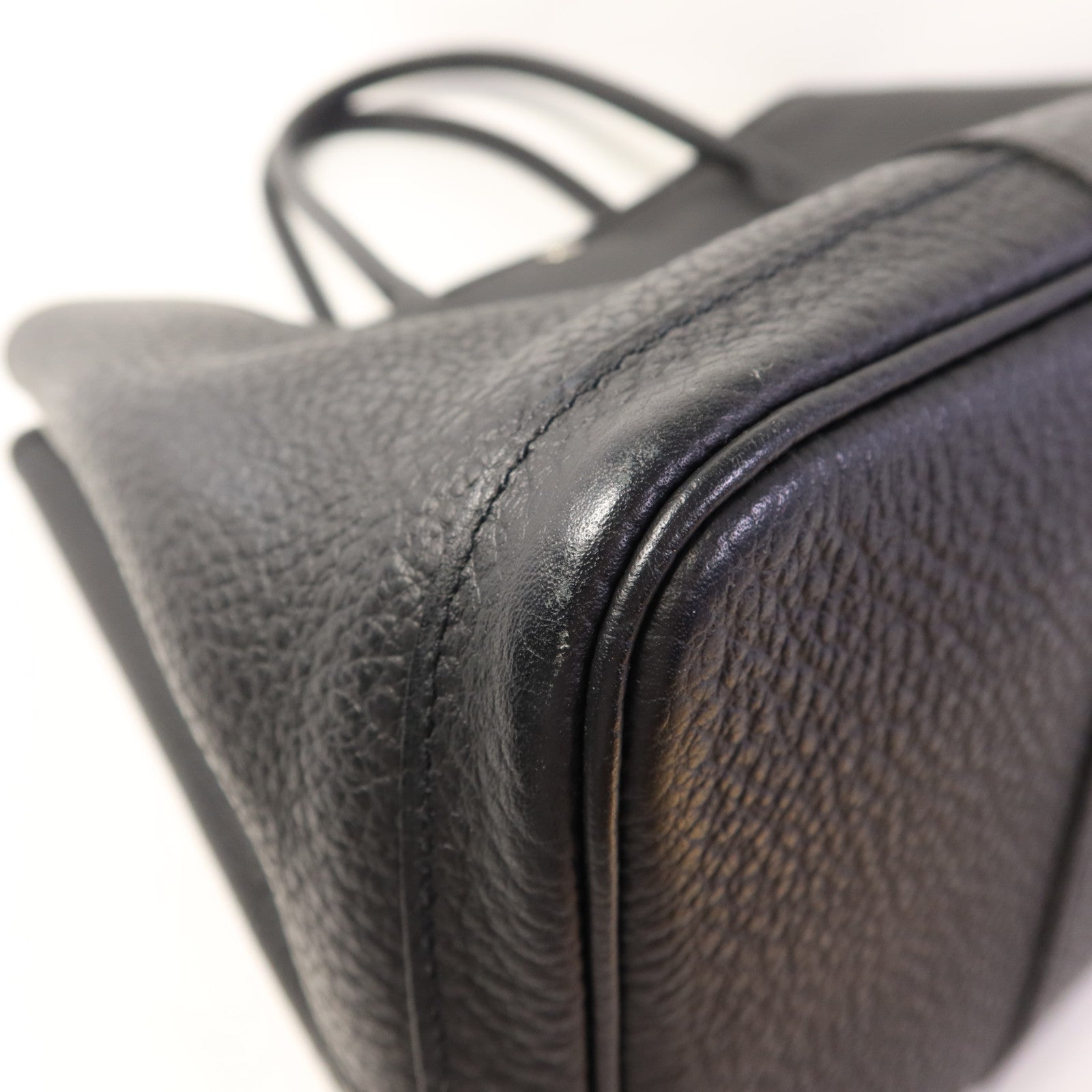 HERMES Negonda皮革Garden Party PM銀扣手挽袋Noir