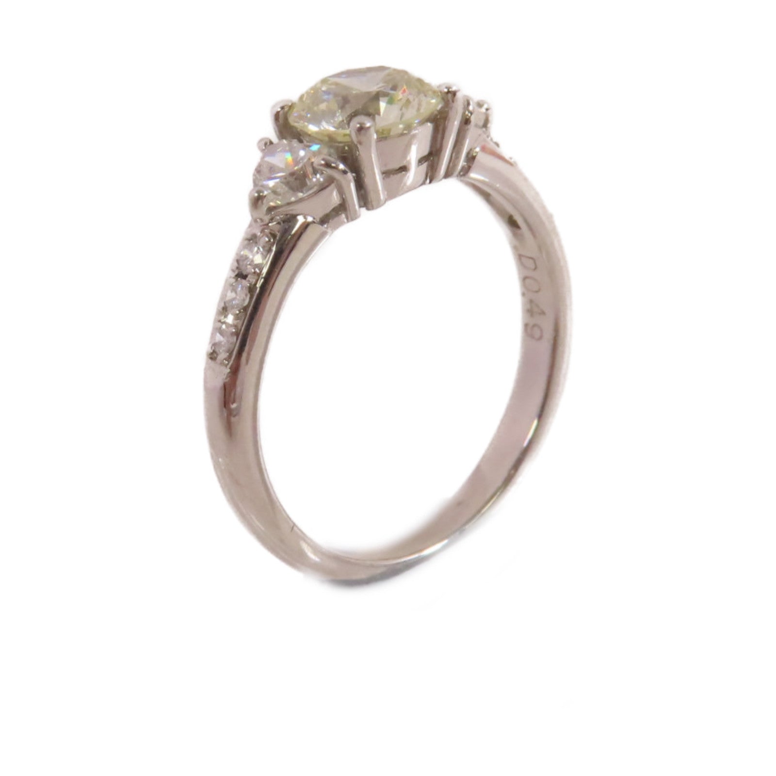 JEWELRY PT900鉑金/1.025ct鑚石/0.49ct鑽石Diamond Ring戒指US#6.25