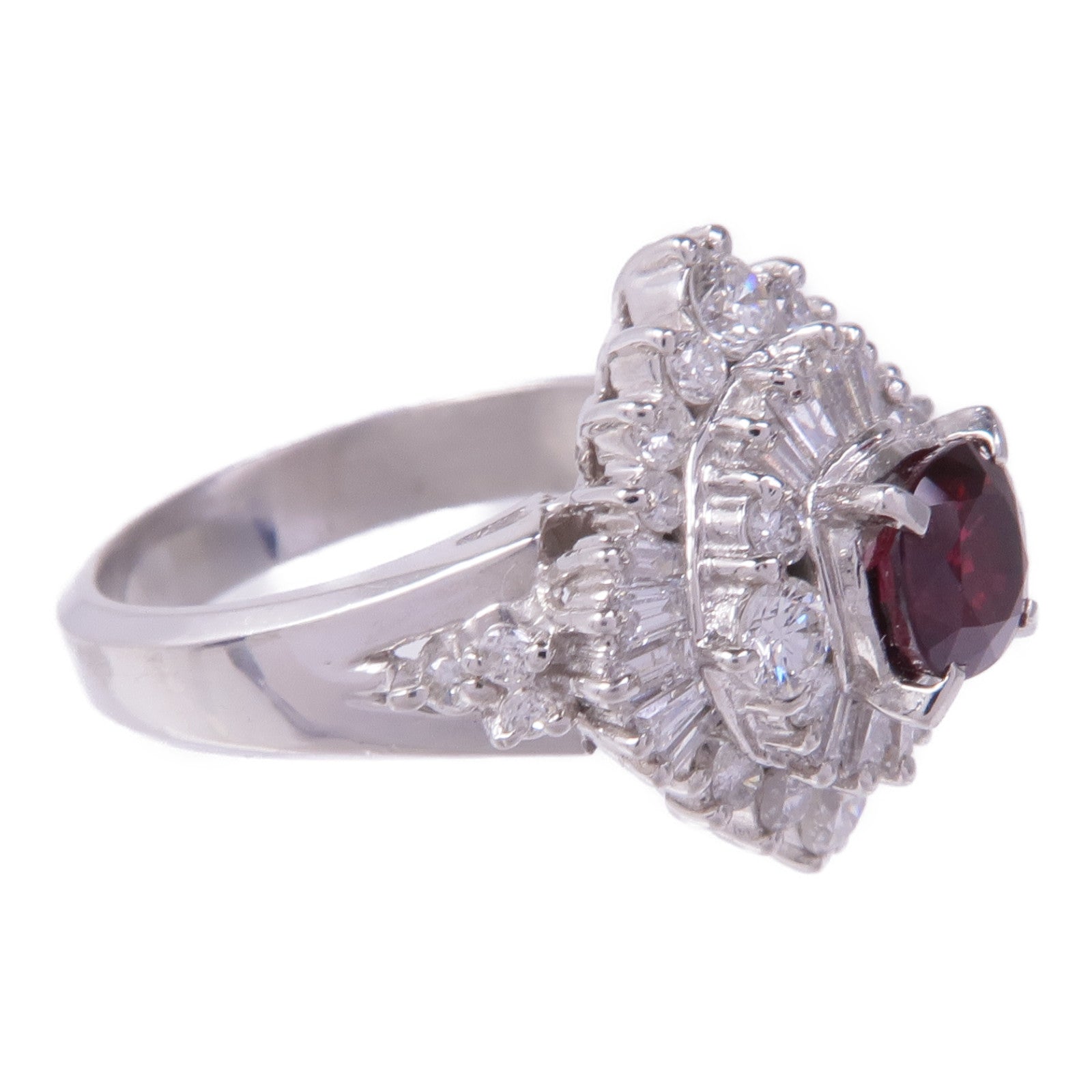 JEWELRY PT900鉑金Ruby Diamond Ring紅寶石/鑽石戒指US#6