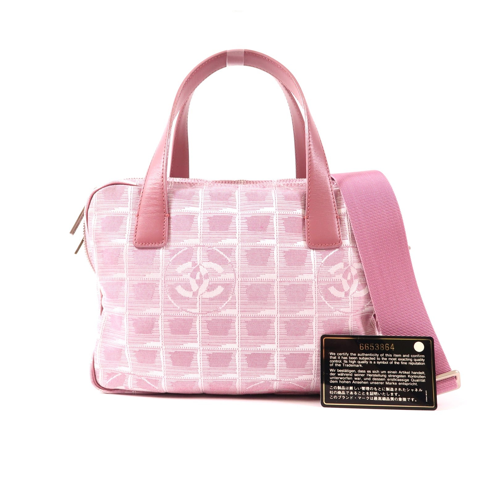 CHANEL 帆布Shoulder Bag銀扣手挽肩背兩用袋