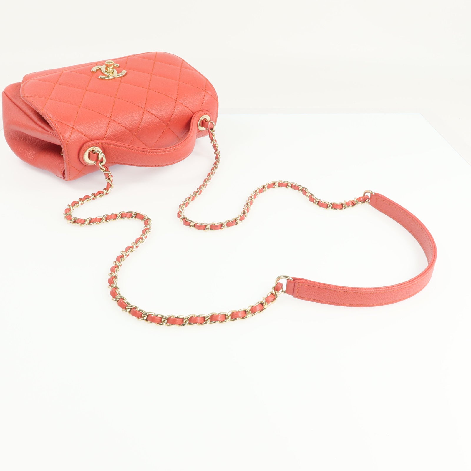 CHANEL 牛皮皮革2way Chain Shoulder Bag金扣手挽肩背兩用袋
