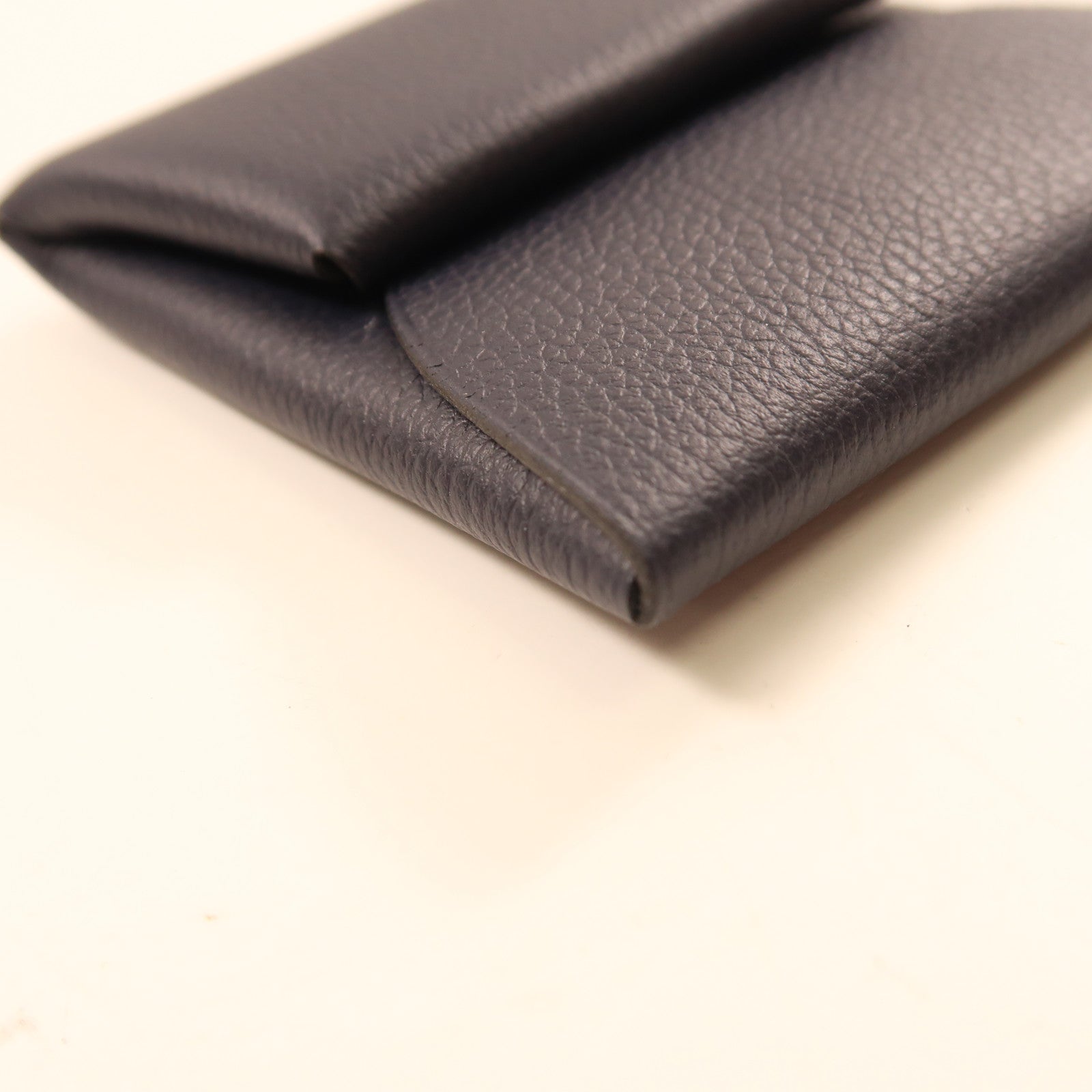 HERMES 【激減優惠】Clemence皮革Change Purse銀扣零錢包Navy