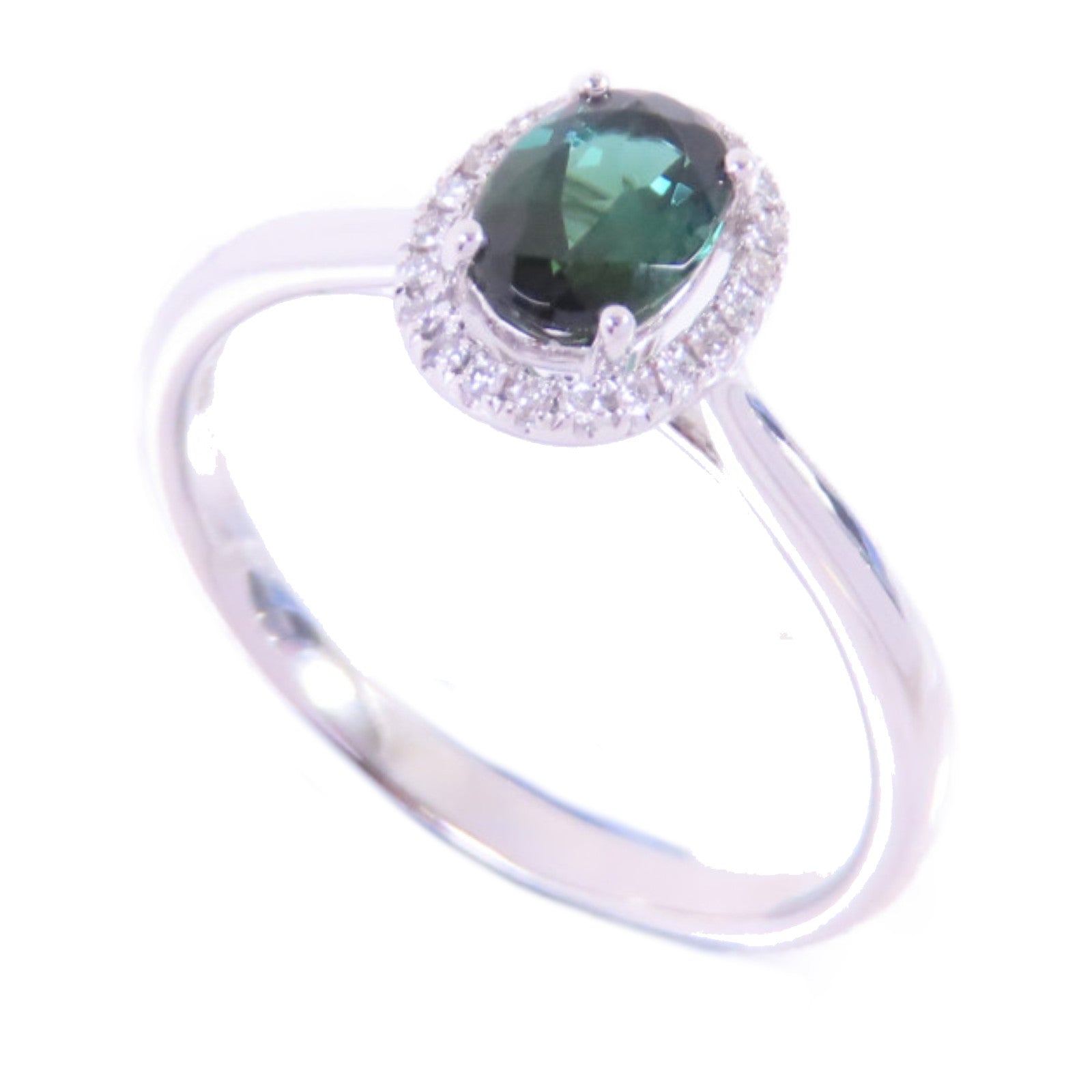 JEWELRY 18K白金Tourmaline/Diamond Ring 0.832ct電氣石/0.08ct鑽石戒指US#9.25