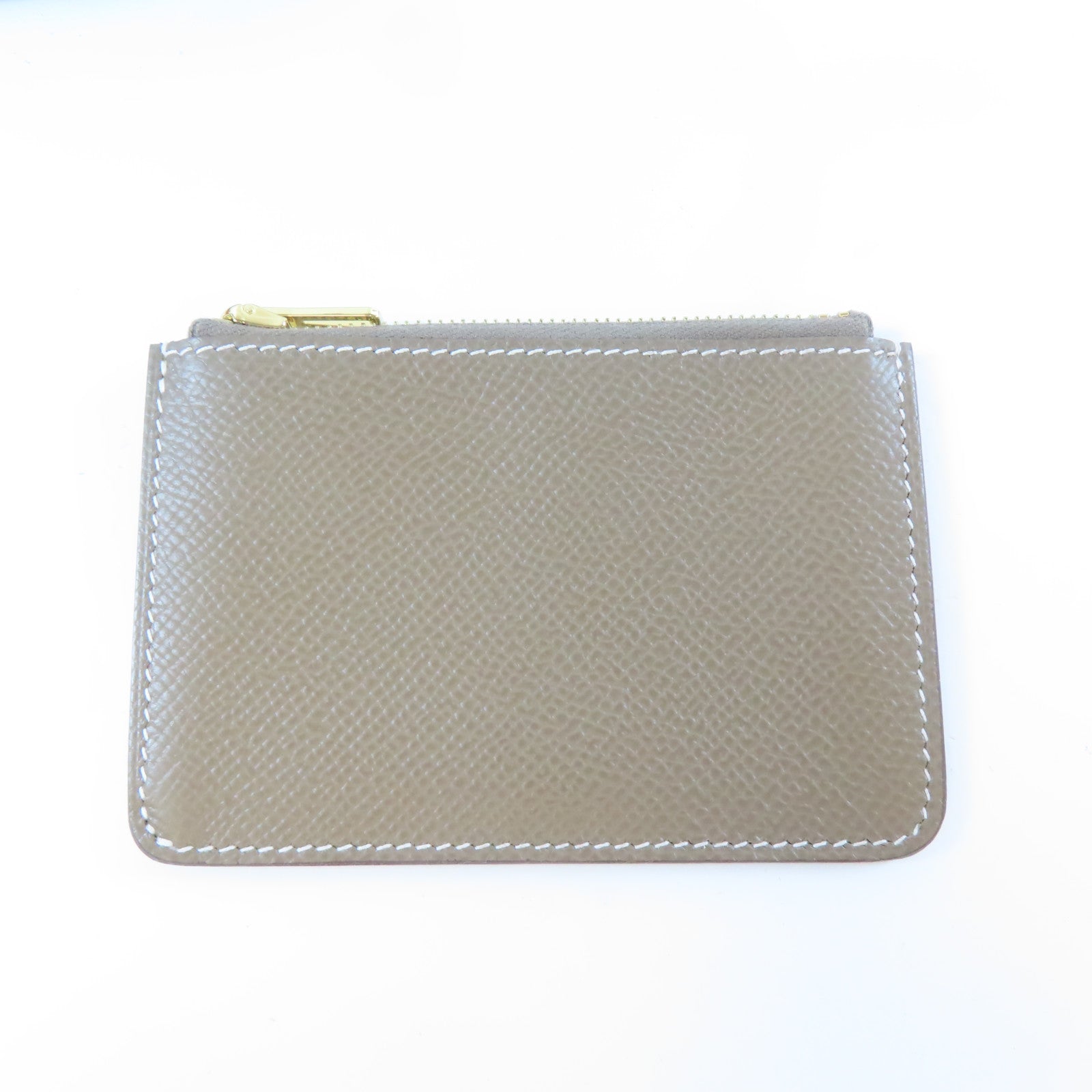 HERMES Epsom皮革Constance Slim金扣錢包大象灰色