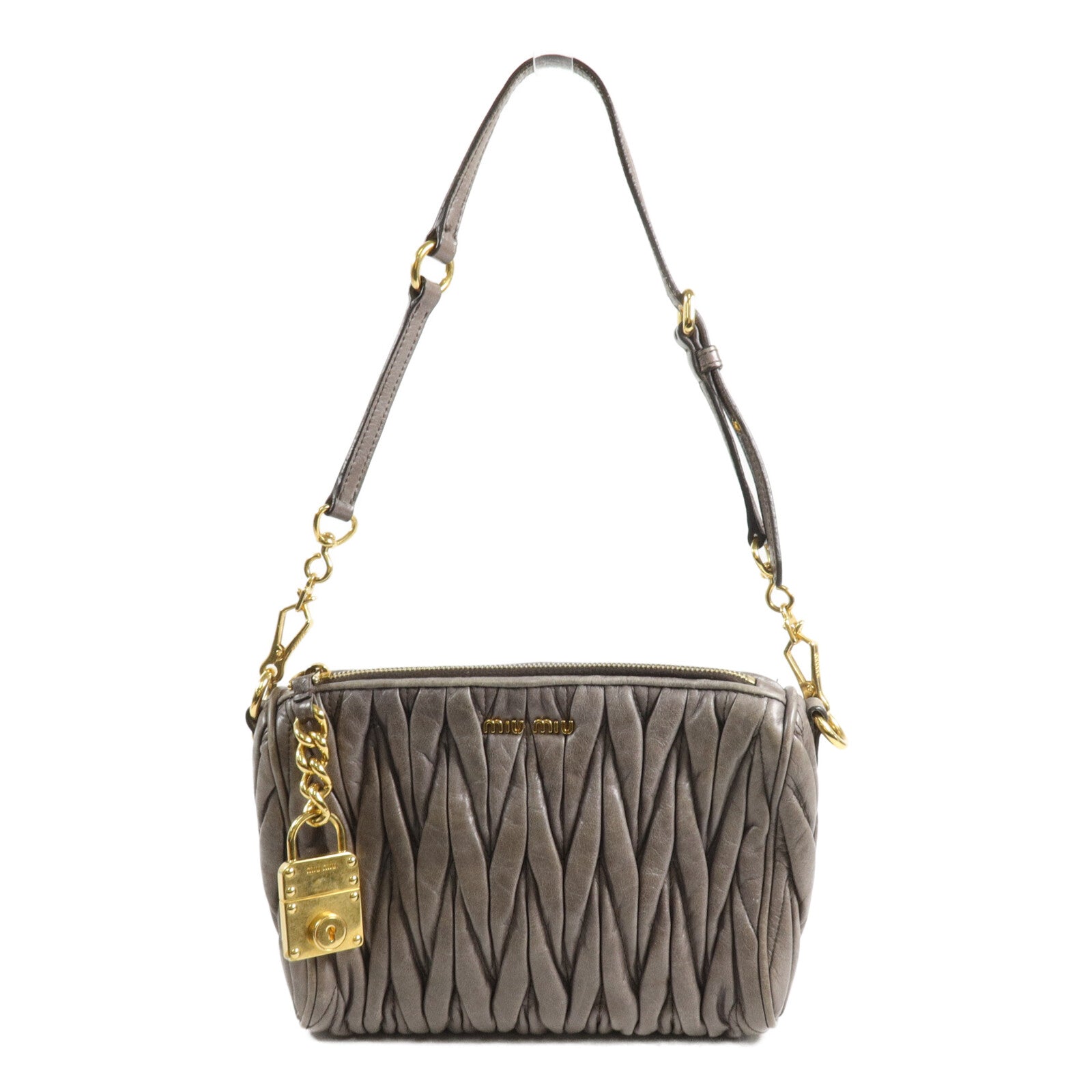 Miu Miu 牛皮皮革Matelasse Lux Charm Pouch手挽袋
