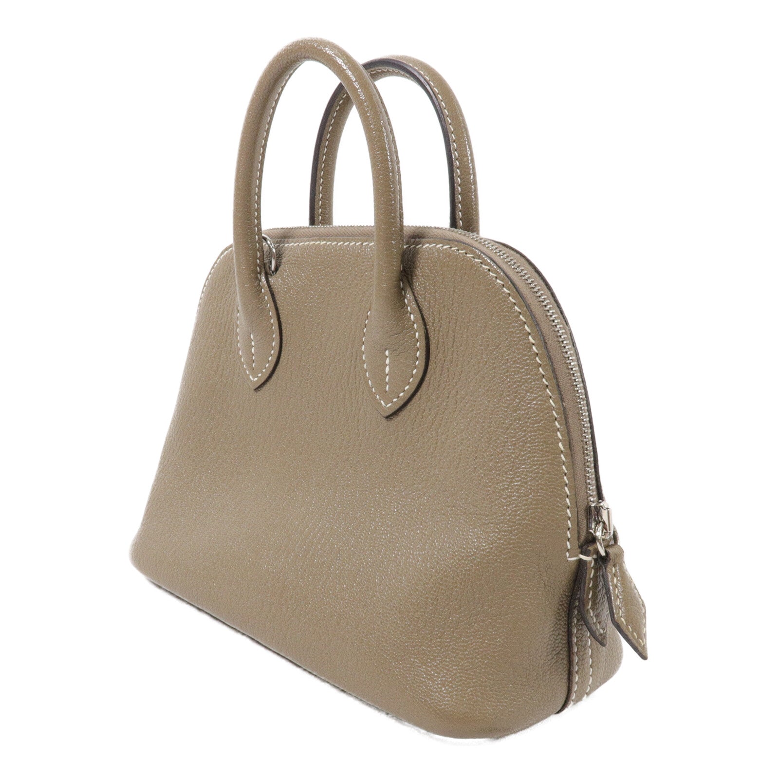 HERMES Chevre皮革Mini Bolide手挽肩背兩用袋Etoupe